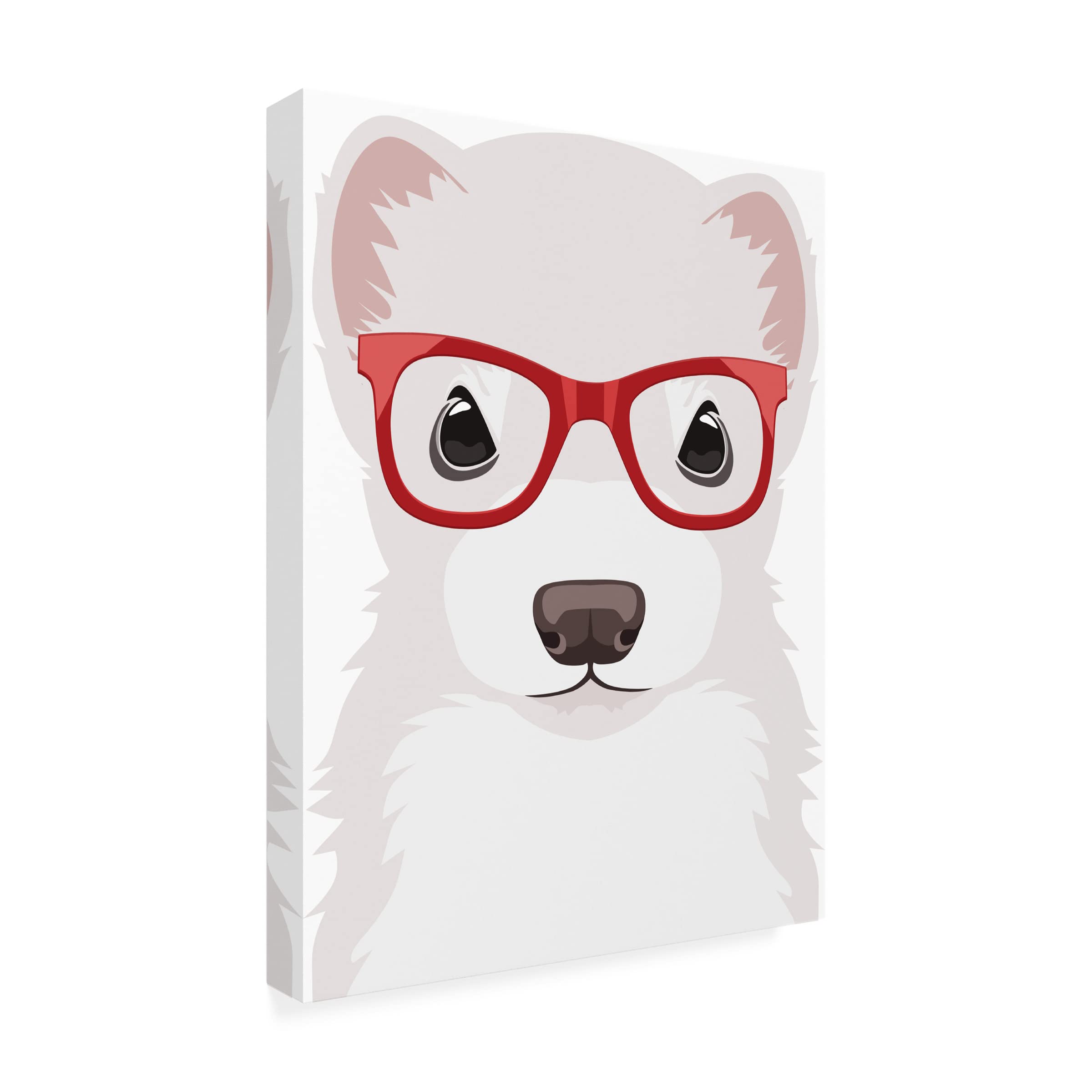 Ferret Wearing Hipster Glasses Canvas Wall Art - Modern Animal Decor for Living Room, Bedroom & Office - Premium Printed Home Decor by Trademark Fine Art
