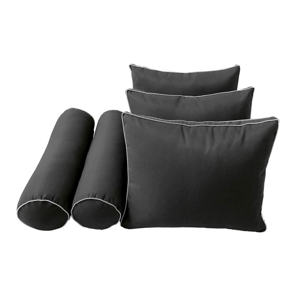 Prolinemax Outdoor Style 3 Full Contrast Trim Daybed Mattress Bolster Pillow Fitted Sheet Cover Only - AD003 | Perfect for Patio Furniture, Sunroom Decor & Guest Bedding