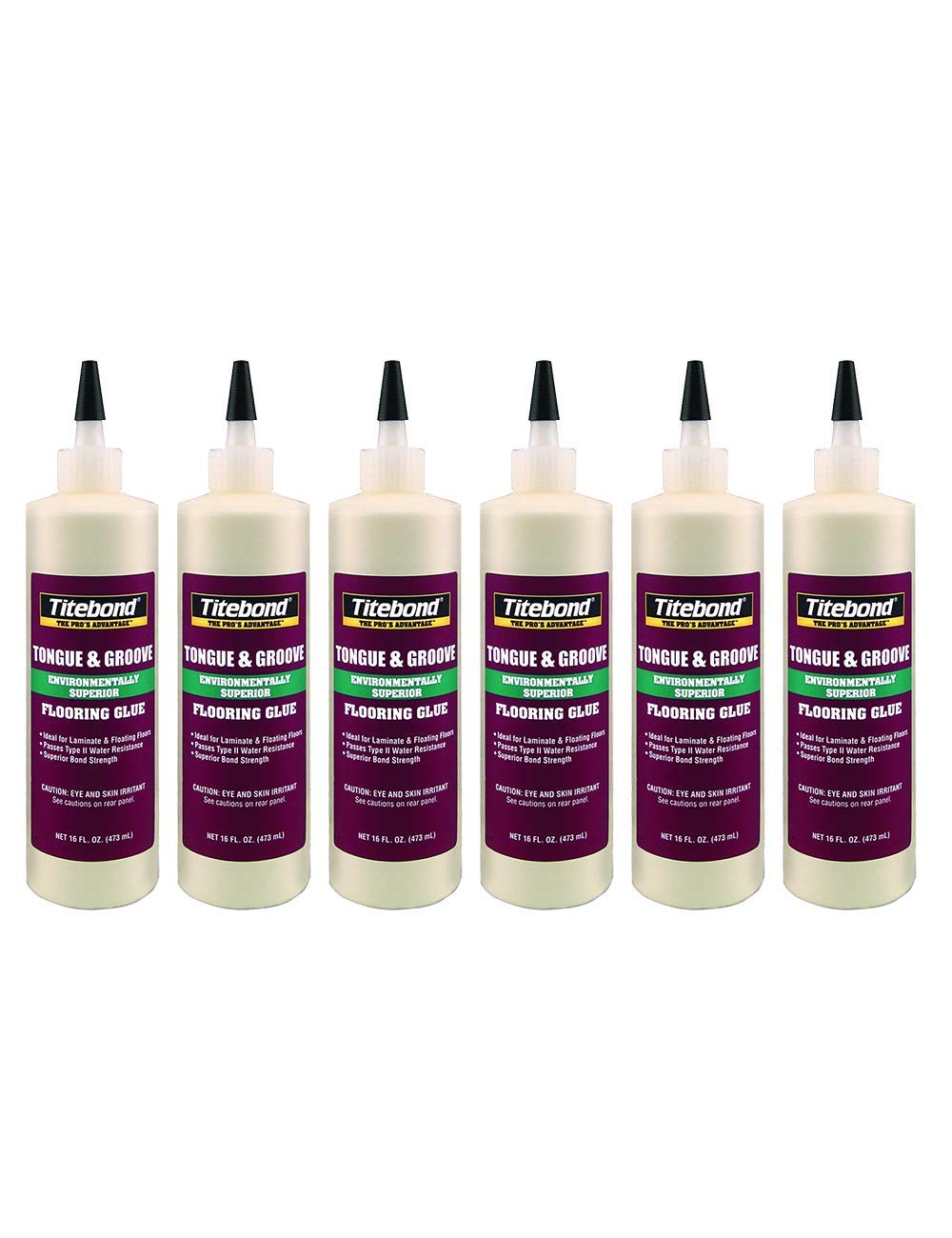 Titebond #2104 Tongue & Groove Flooring Adhesive - 6 Bottles - Premium Wood Glue for Hardwood Floors, Laminate & Engineered Wood Installation - Perfect for DIY Home Projects & Professional Flooring Contractors