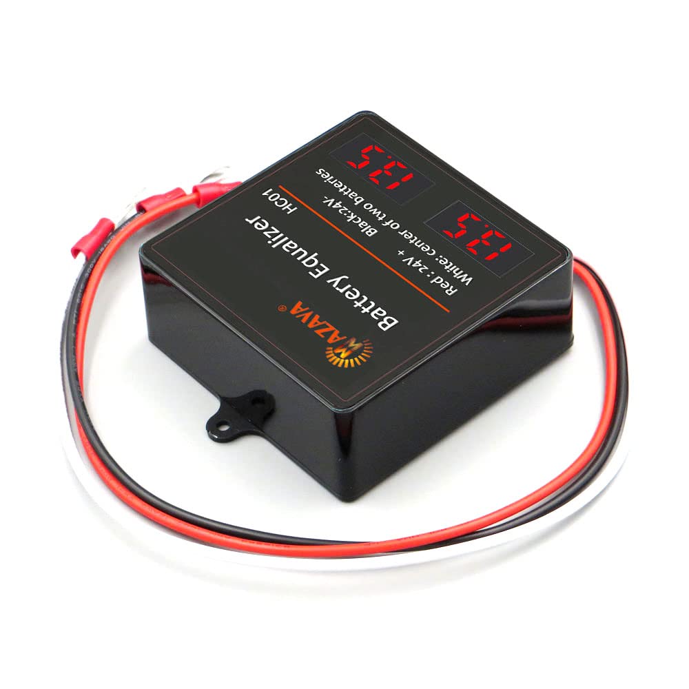 Mazava HC01 24V LED Tube Display Battery Equalizer & Voltage Balancer - Extend Battery Life for Gel, Flooded, AGM & Lithium Batteries | Ideal for Solar Power Systems, RVs, Boats & Off-Grid Applications