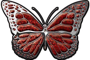 Red Reflective Chrome Butterfly Decal - Waterproof Vinyl Sticker for Cars, Laptops, Helmets & DIY Crafts - Perfect for Night Safety & Personalization