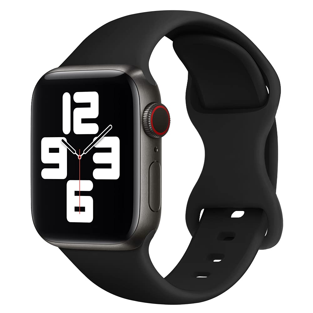 Premium Soft Silicone Sport Band Compatible with Apple Watch 45mm 44mm 42mm 41mm 40mm 38mm - Butterfly Clasp Replacement Strap for iWatch Series 8/7/6/5/4/3/2/1/SE - Unisex Design for Men & Women - Perfect for Workouts, Running & Daily Wear
