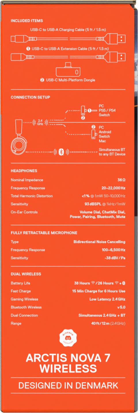 SteelSeries Arctis Nova 7 Wireless Gaming Headset - Multi-Platform (PC, PS5, Switch, VR, Mobile) - Dual Bluetooth & 2.4GHz Connectivity - 38H Battery Life - ClearCast Gen2 AI Mic - Perfect for Competitive Gaming & Streaming
