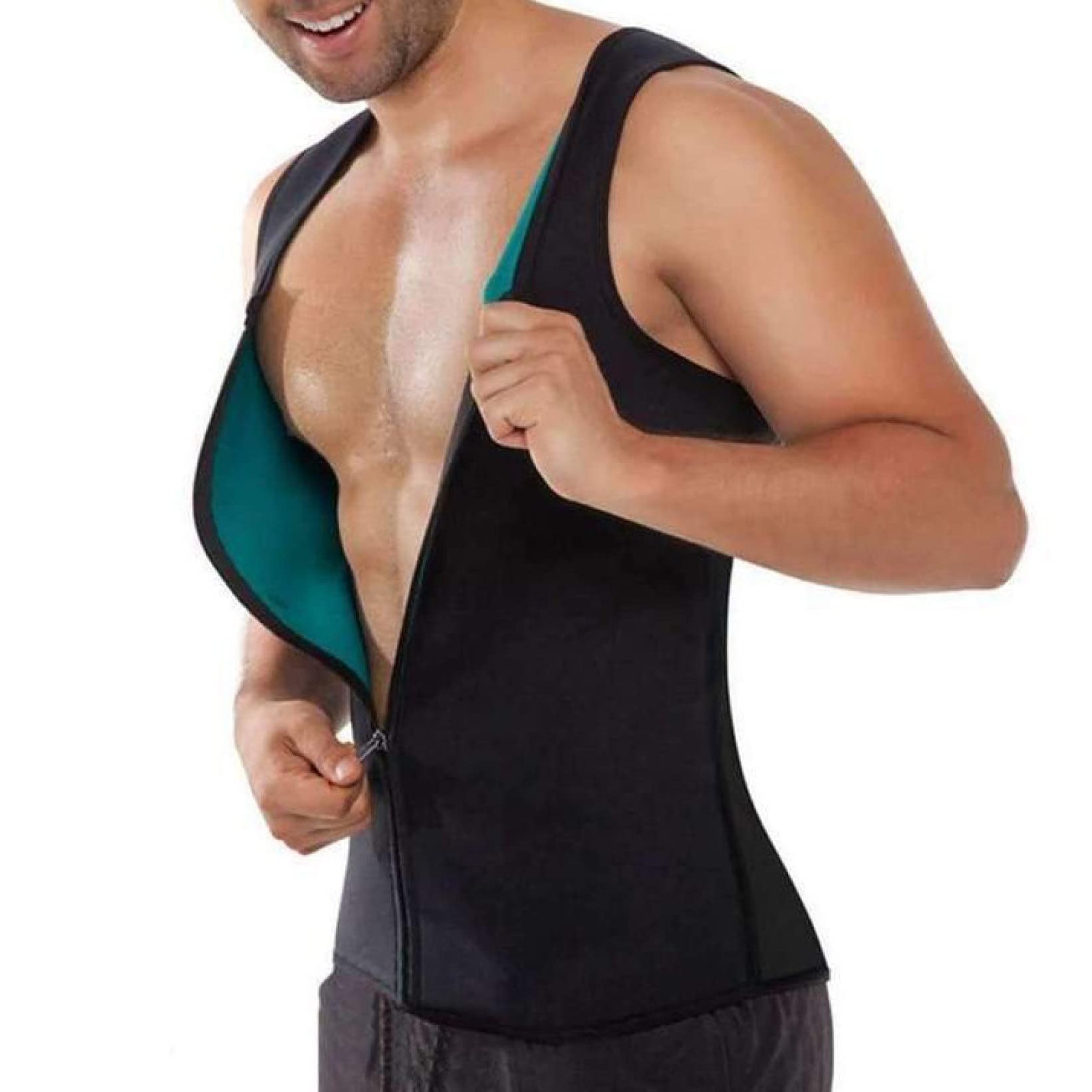 ChyJoey Men's Workout Sauna Vest with Zipper - Sweat Fat Burner Vest for Fitness, Weight Loss & Body Shaping - Slimming Tank Top for Gym, Running & Home Workouts