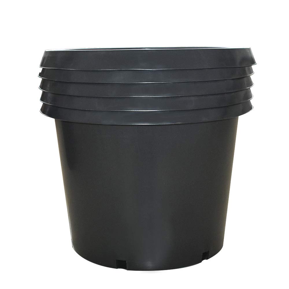 1 Gallon to 25 Gallon Nursery Pots - Durable Injection Molded Plant Containers for Soil Growing & Hydroponics - Perfect for Indoor/Outdoor Gardening, Greenhouses & Commercial Plant Nurseries (5 Gal & 20 Gal Options)