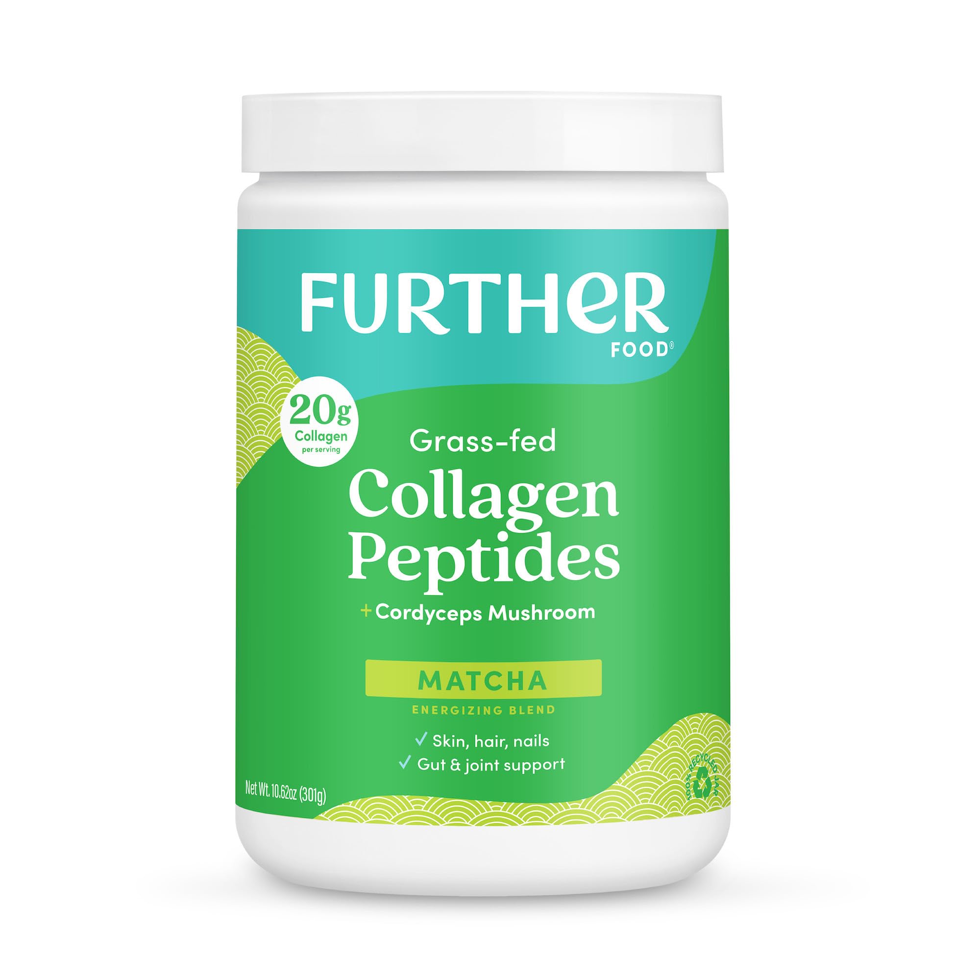 Organic Matcha Collagen Peptides Powder with Cordyceps - Boost Energy, Mental Clarity & Immunity | Supports Gut Health, Joints, Skin, Hair & Nails | 10.62 oz | Perfect for Morning Smoothies, Post-Workout Recovery & Daily Wellness Routine