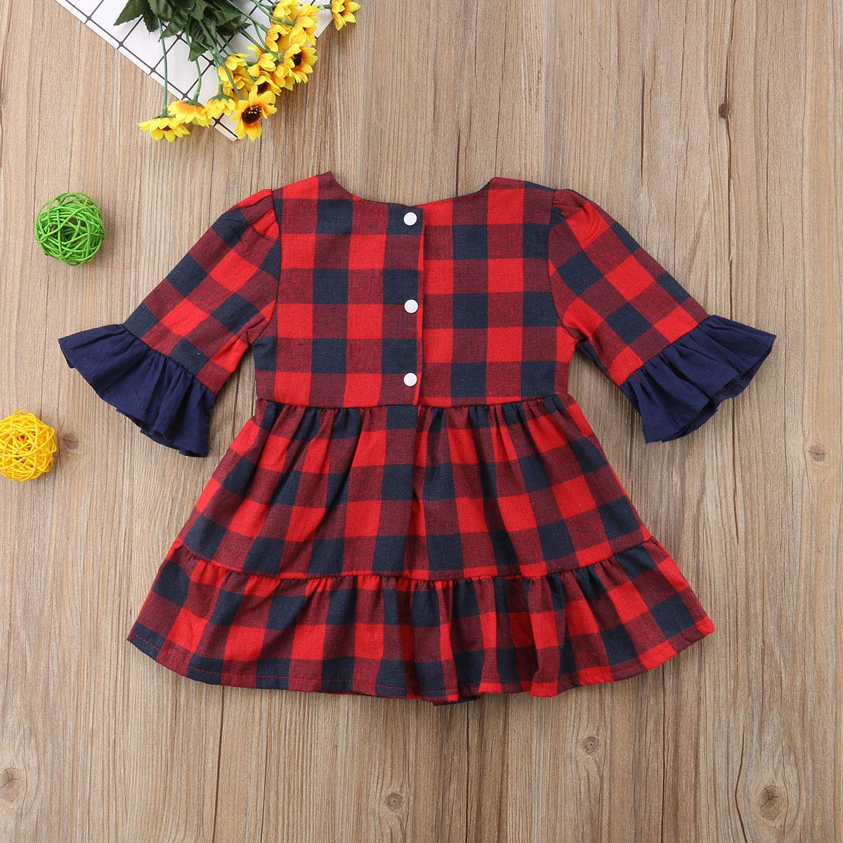 Christmas Toddler Girls Long Sleeve Plaid Princess Party Dress - Cute Holiday Wedding Outfit for Kids | Perfect for Christmas Photos, Birthday Parties & Special Occasions