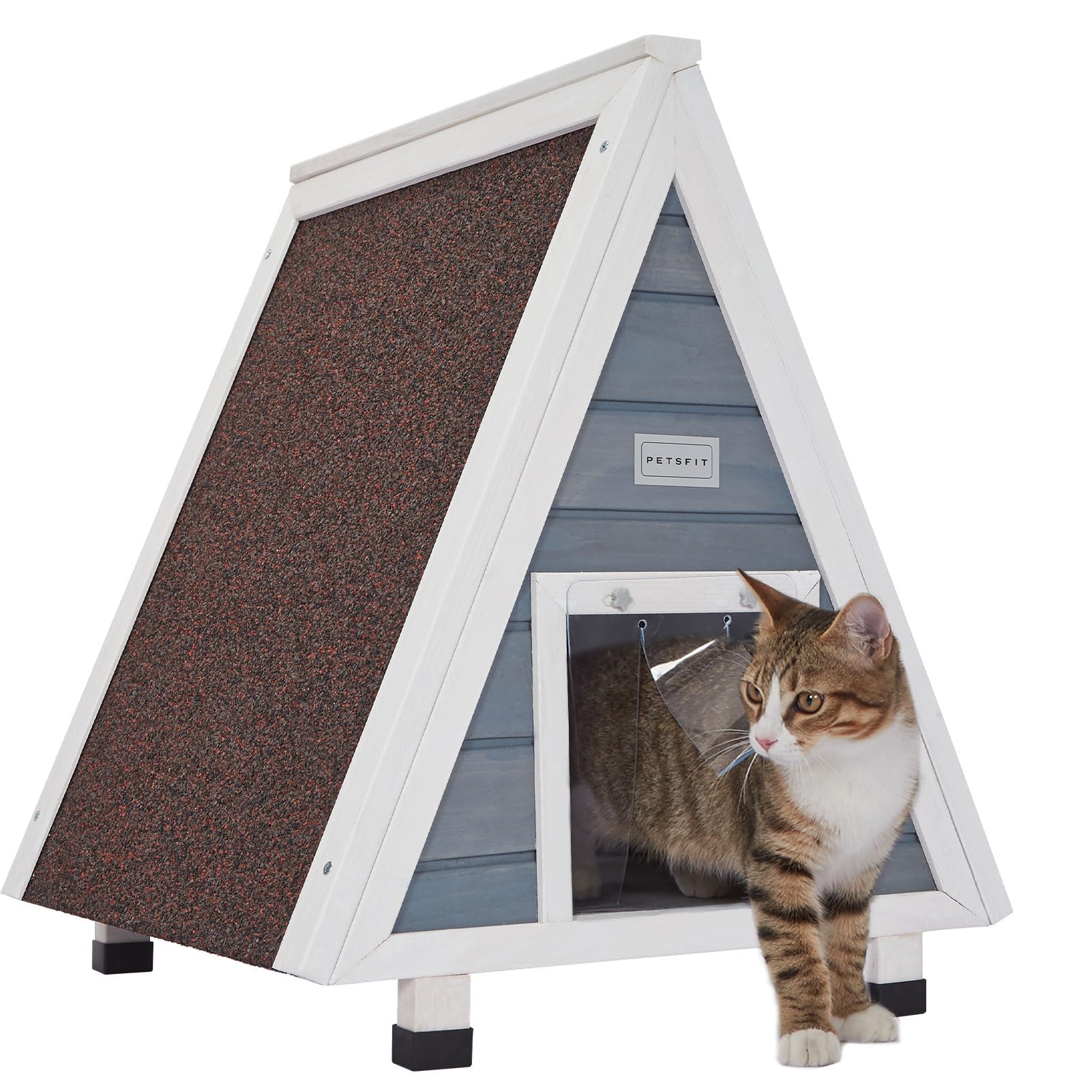 Weatherproof Petsfit Cat House for Indoor & Outdoor Cats - Insulated Feral Cat Shelter with Escape Door for Backyard, Garden & Patio Use