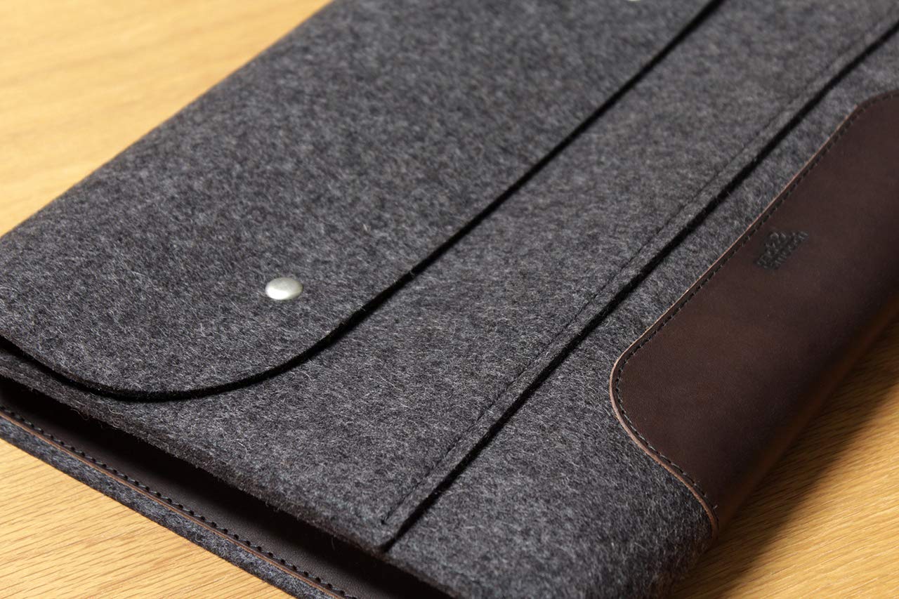 Premium Corriedale Wool & Leather Laptop Sleeve for 14