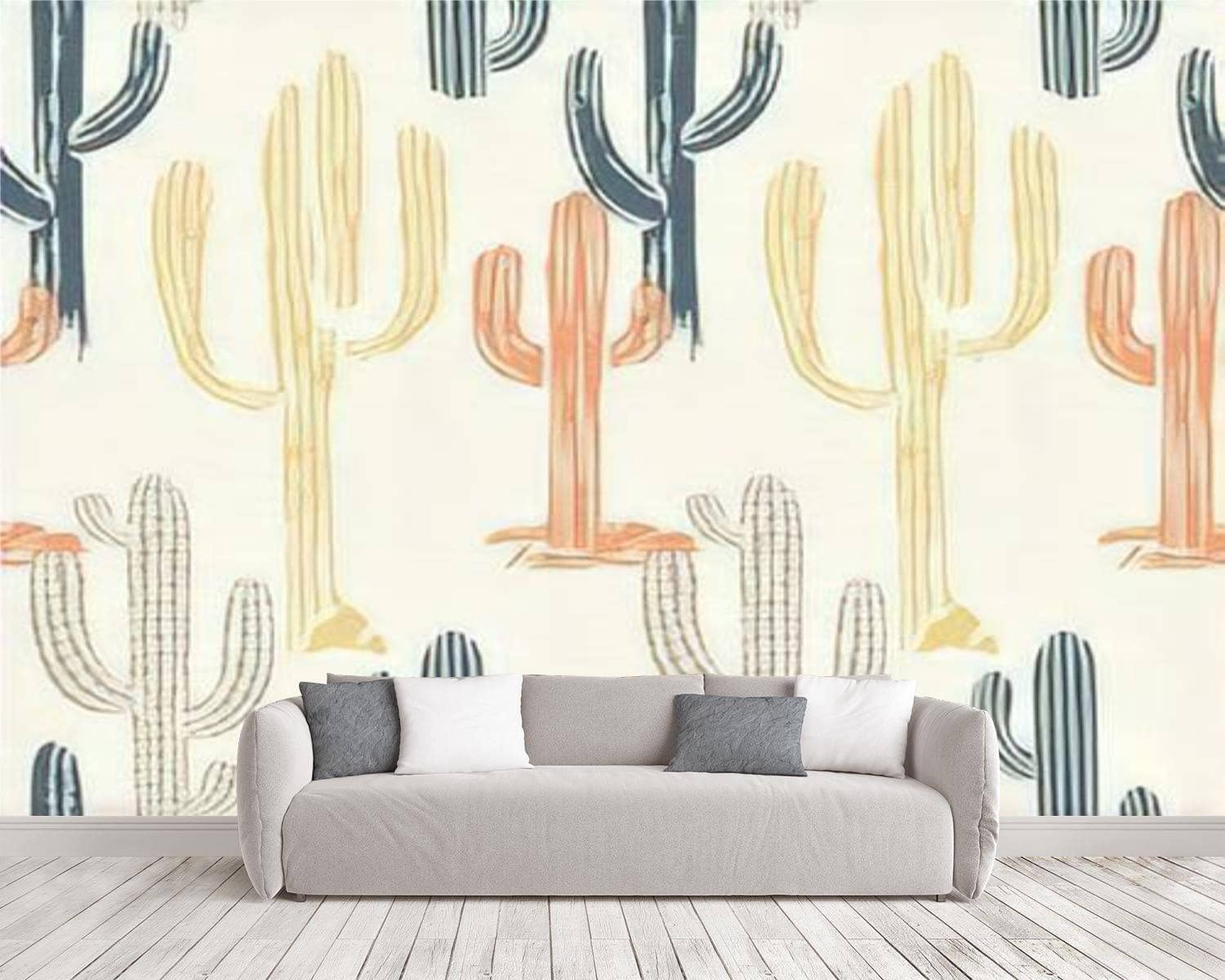 Peel and Stick Wallpaper - Summer Cactus Desert Tropical Theme, 105