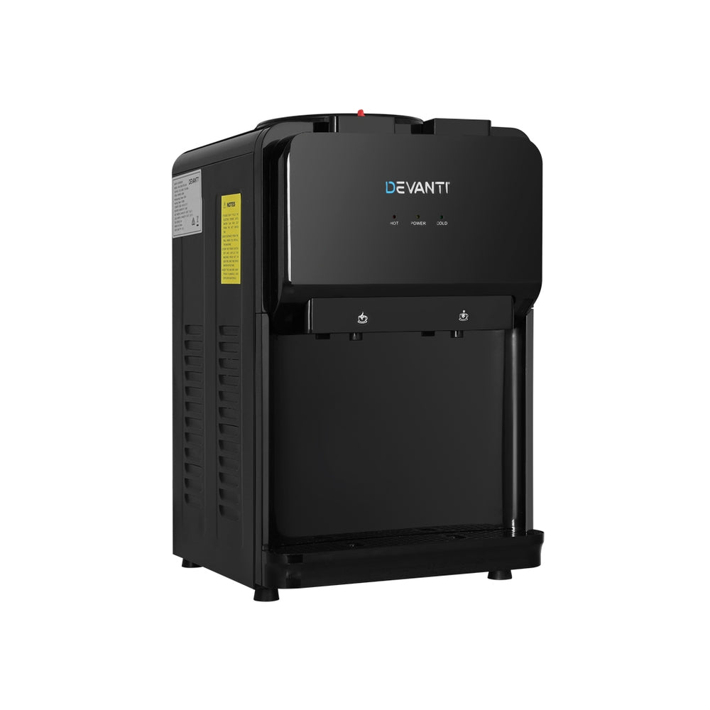 Black Instant Hot & Cold Water Cooler Dispenser with Dual Taps - Perfect for Office, Home, or Kitchen Countertop Use