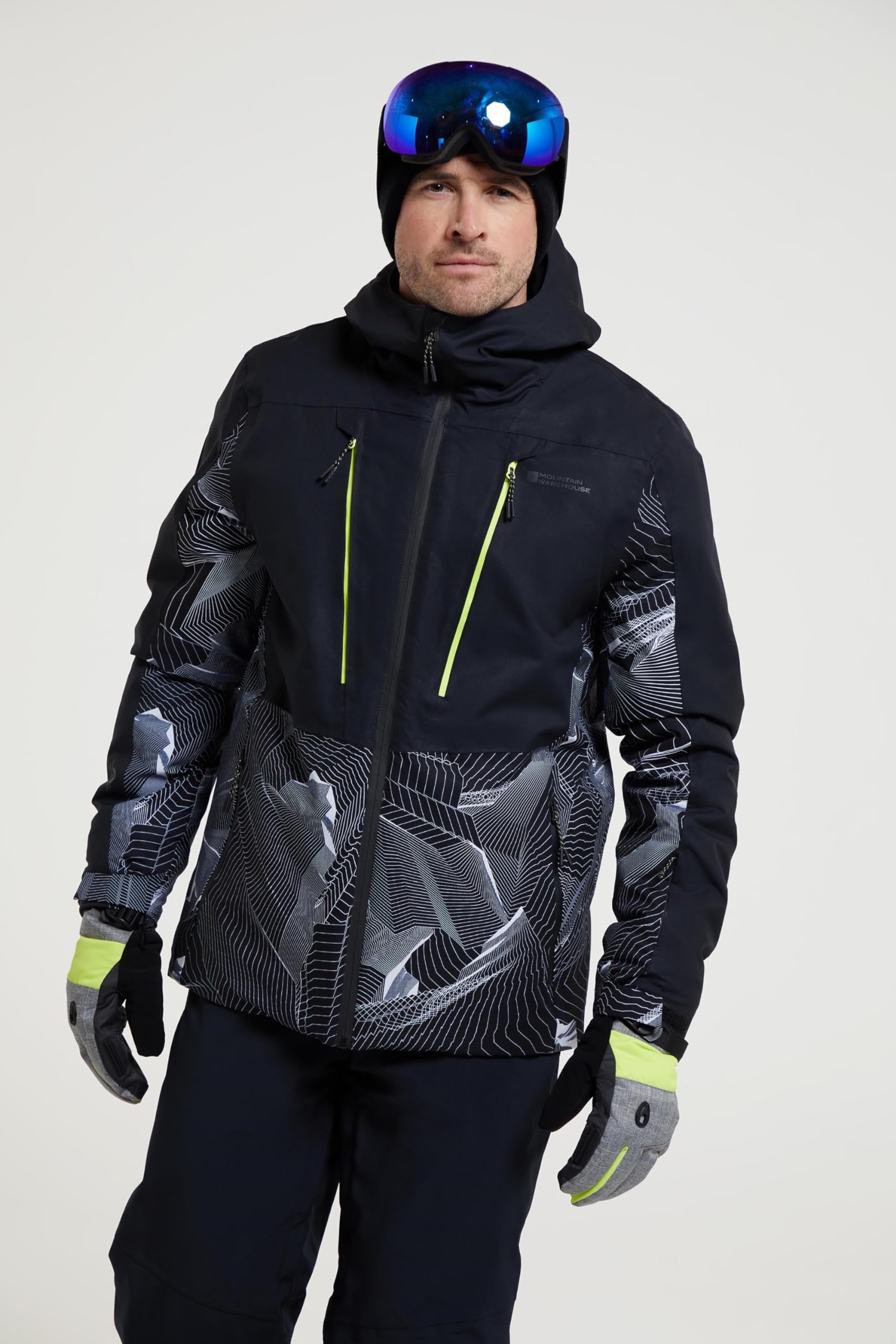 Mountain Warehouse Men's Extreme Padded Ski Jacket - Waterproof Breathable Winter Jacket with Taped Seams for Skiing, Snowboarding & Cold Weather Outdoor Activities