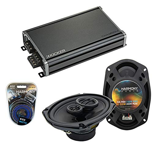 Harmony Audio Speaker Replacement Bundle for Dodge Truck 1974-1983 - R69 & CXA360.4 Amp Kit - Factory Compatible Sound System Upgrade for Classic Cars & Road Trips