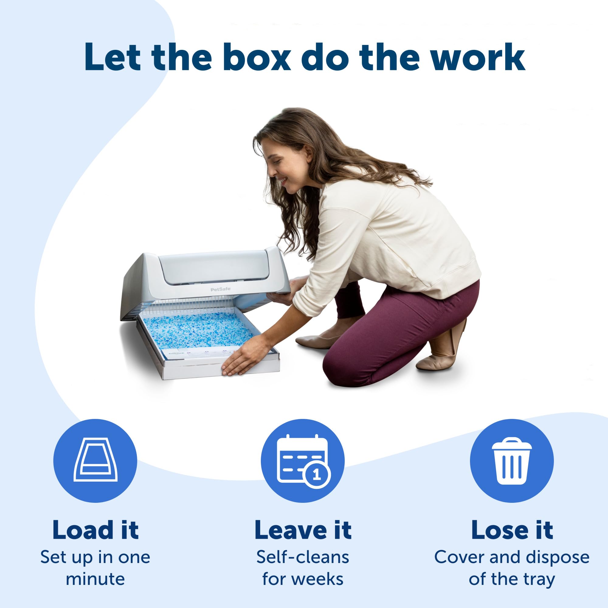 PetSafe Scoop Crystal Pro Automatic Self-Cleaning Cat Litter Box - 27.6x19.1x16 Inches with Disposable Tray (Grey) | Odor Control for Multiple Cats | Perfect for Small Spaces & Apartments