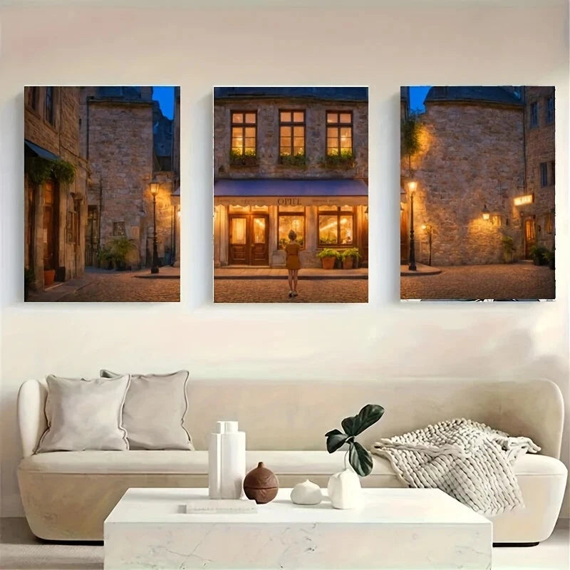 3-Piece Woman Standing Before Majestic Metal Wall Art - Ready to Hang Modern Home Decor for Living Room, Bedroom & Office