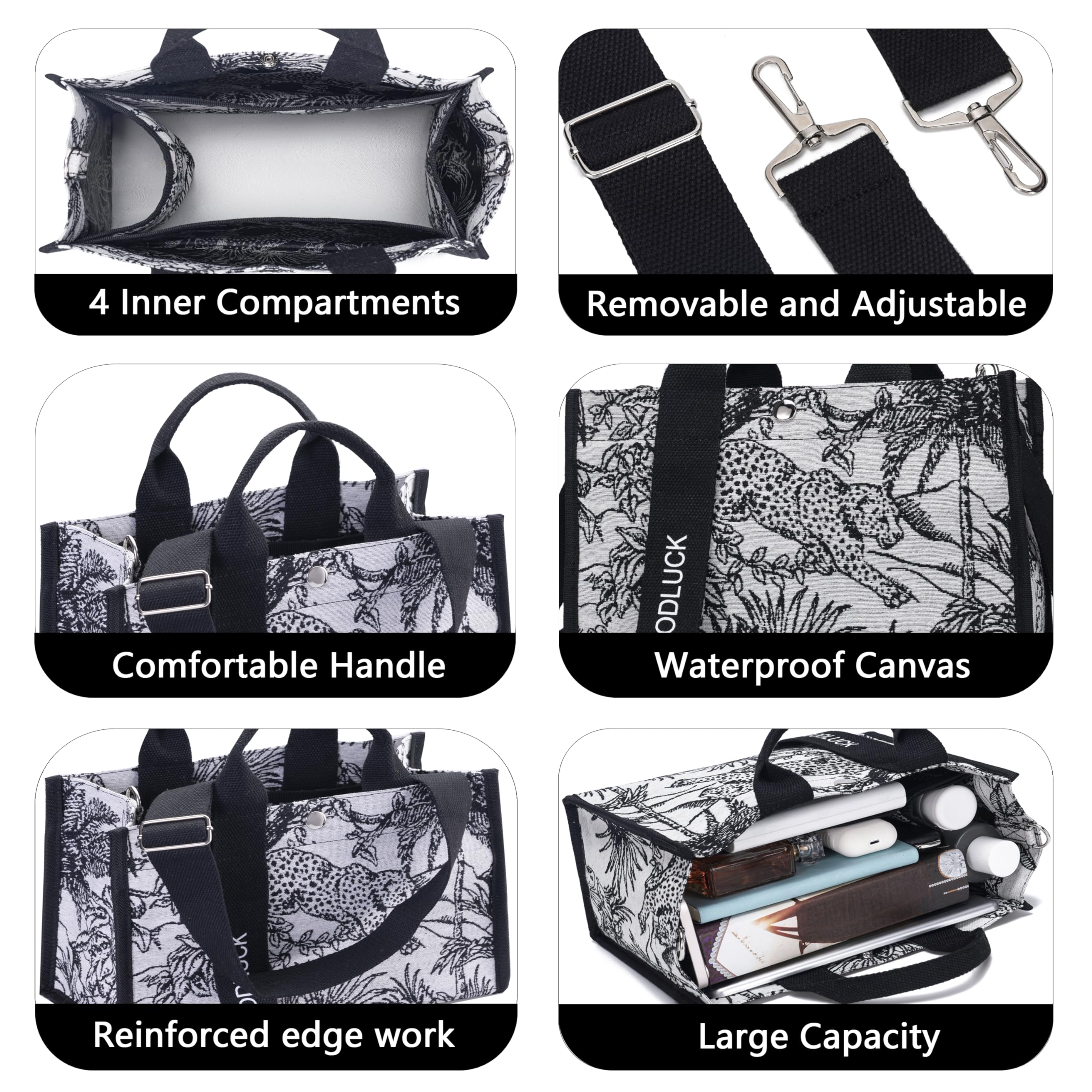 Cute Canvas Tote Bag for Women - Crossbody Purse for Work & Beach