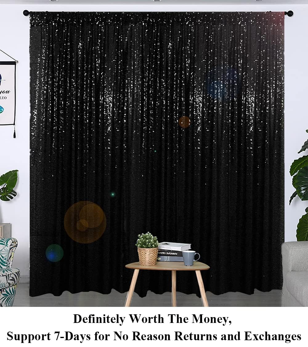 10ftx10ft Sequin Curtain Backdrop - Sparkling Party, Wedding & Photo Booth Decor - Glittery Sequin & Shimmer Backdrop for Events (Black)