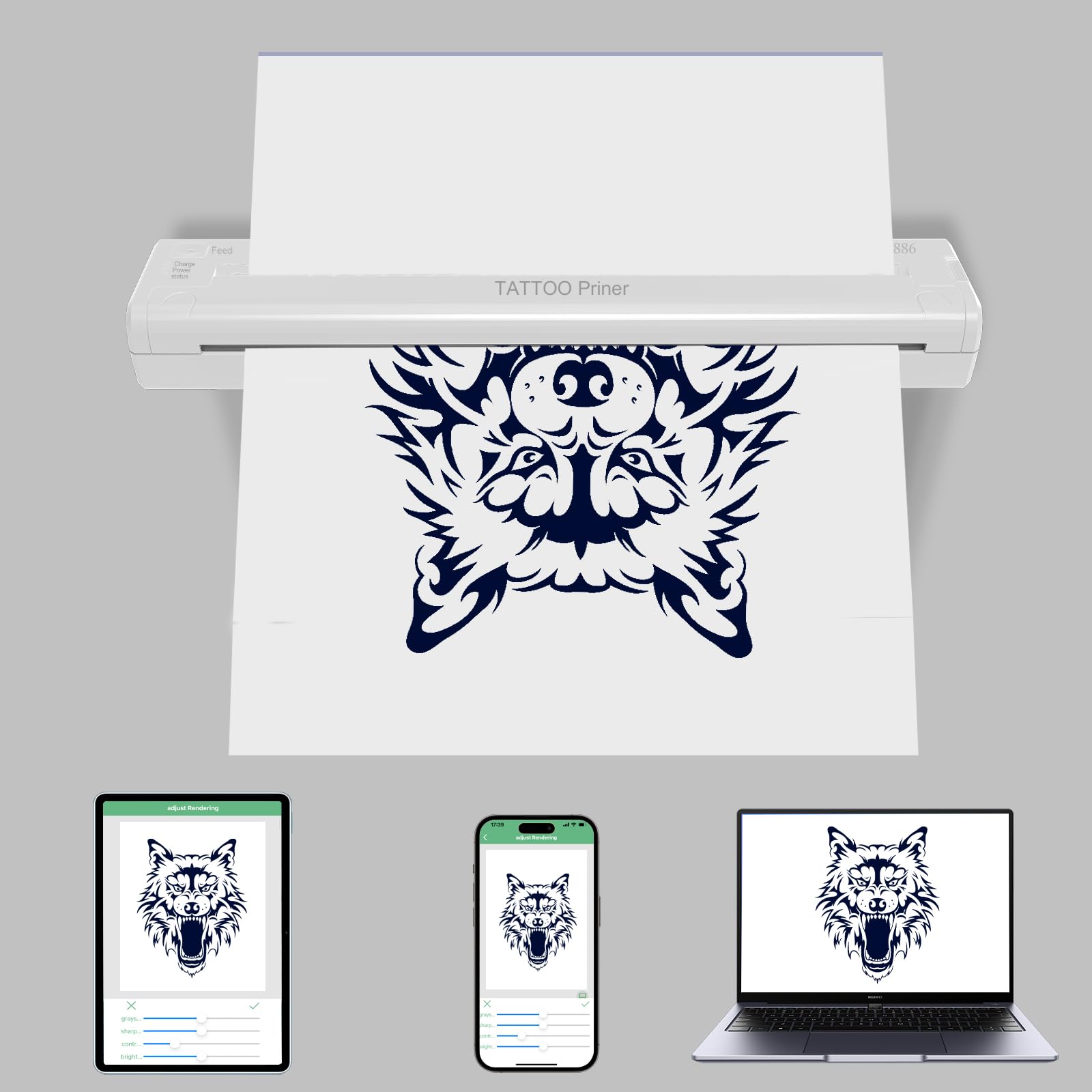 YILONG Bluetooth Tattoo Stencil Printer - Portable ATS886 Thermal Transfer Machine for Professional Tattoo Artists & Beginners | Wireless Smartphone & PC Compatible | Perfect for Tattoo Studios & Home Use
