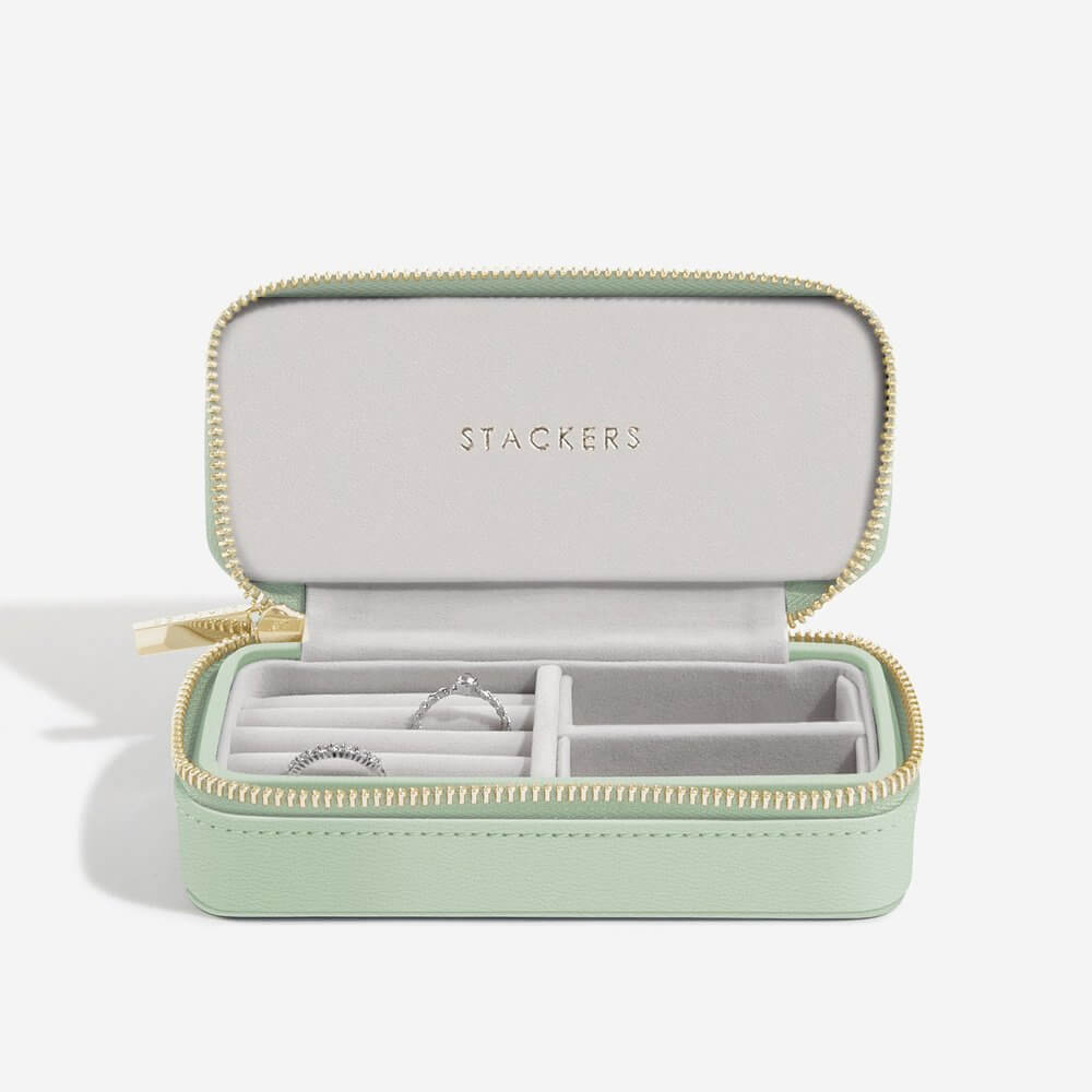 Stackable Travel Jewelry Organizer Box - Sage Green for Necklaces, Rings & Earrings | Perfect for Vacation, Business Trips & Gifts