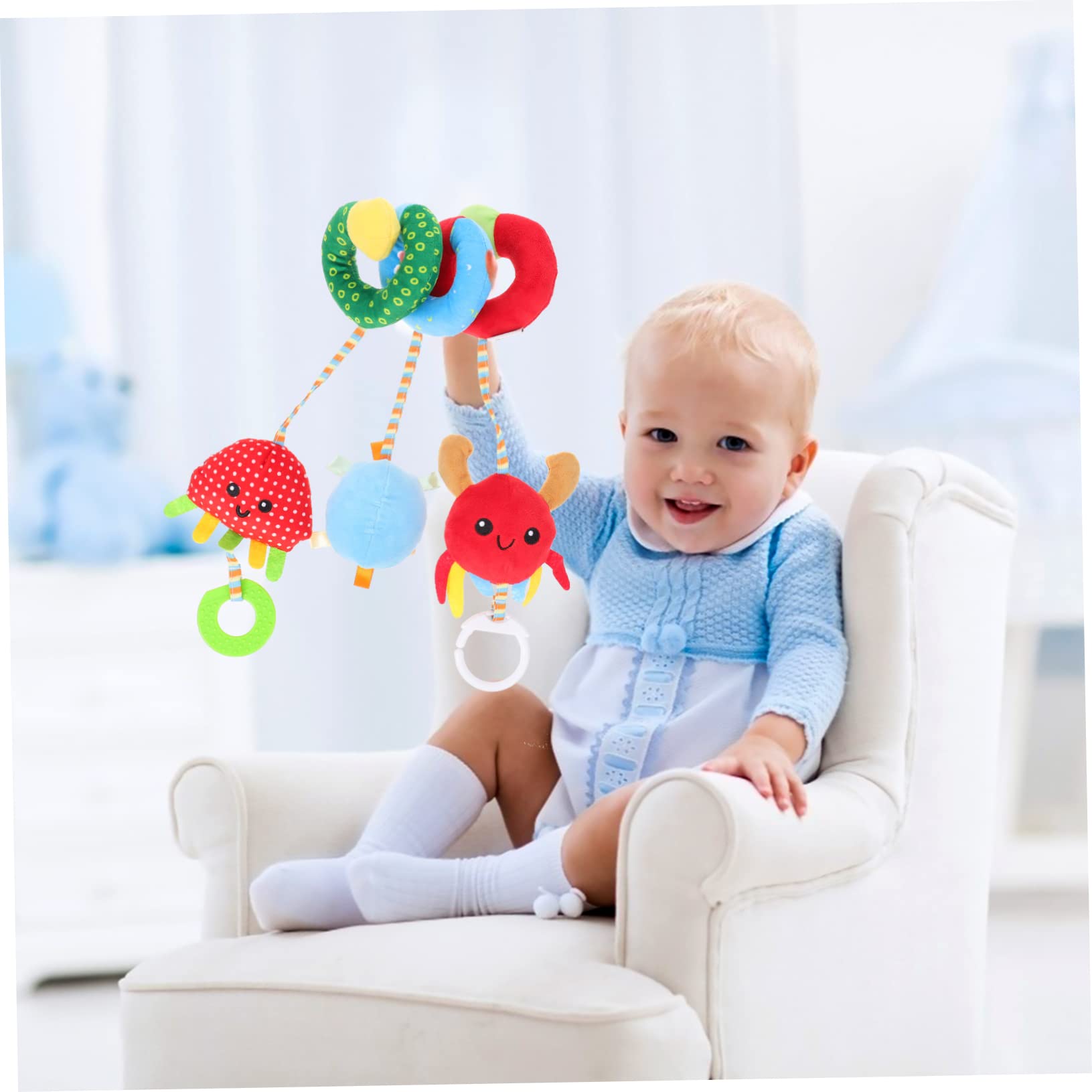 KOMBIUDA Soft Plush Animal Bed Toy for Car, Pram & Crib - Red Sensory Stuffed Animal for Babies & Toddlers | Perfect for Travel, Nursery & Sensory Play
