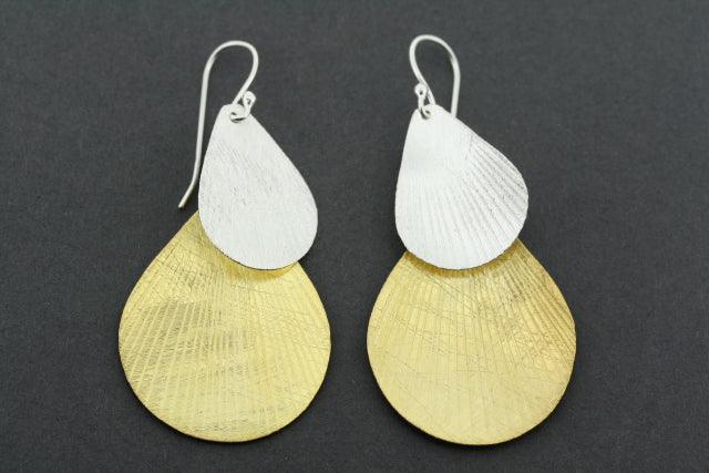 Gold Plated & Silver Double Teardrop Earrings for Women - Elegant Dangle Drop Earrings for Party, Wedding & Everyday Wear