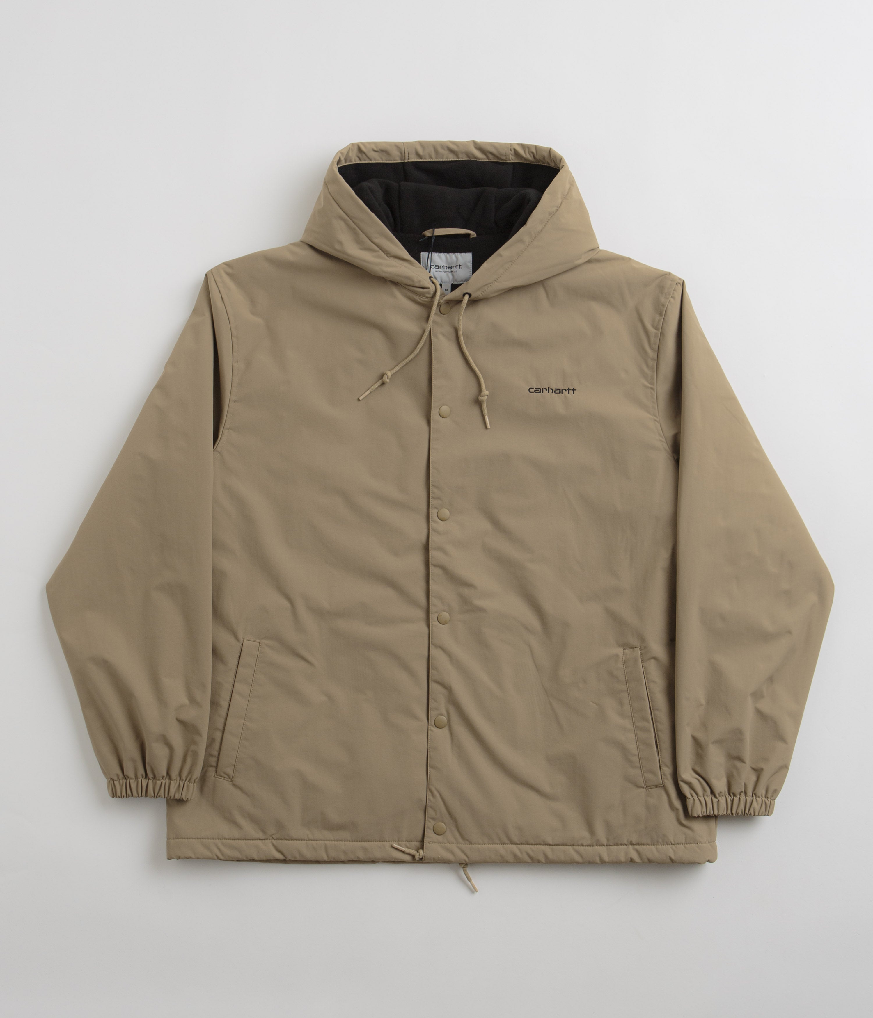 Carhartt Hooded Coach Jacket - Genuine Leather, Black - Men's Workwear & Outdoor Jacket for Construction, Hiking & Casual Wear