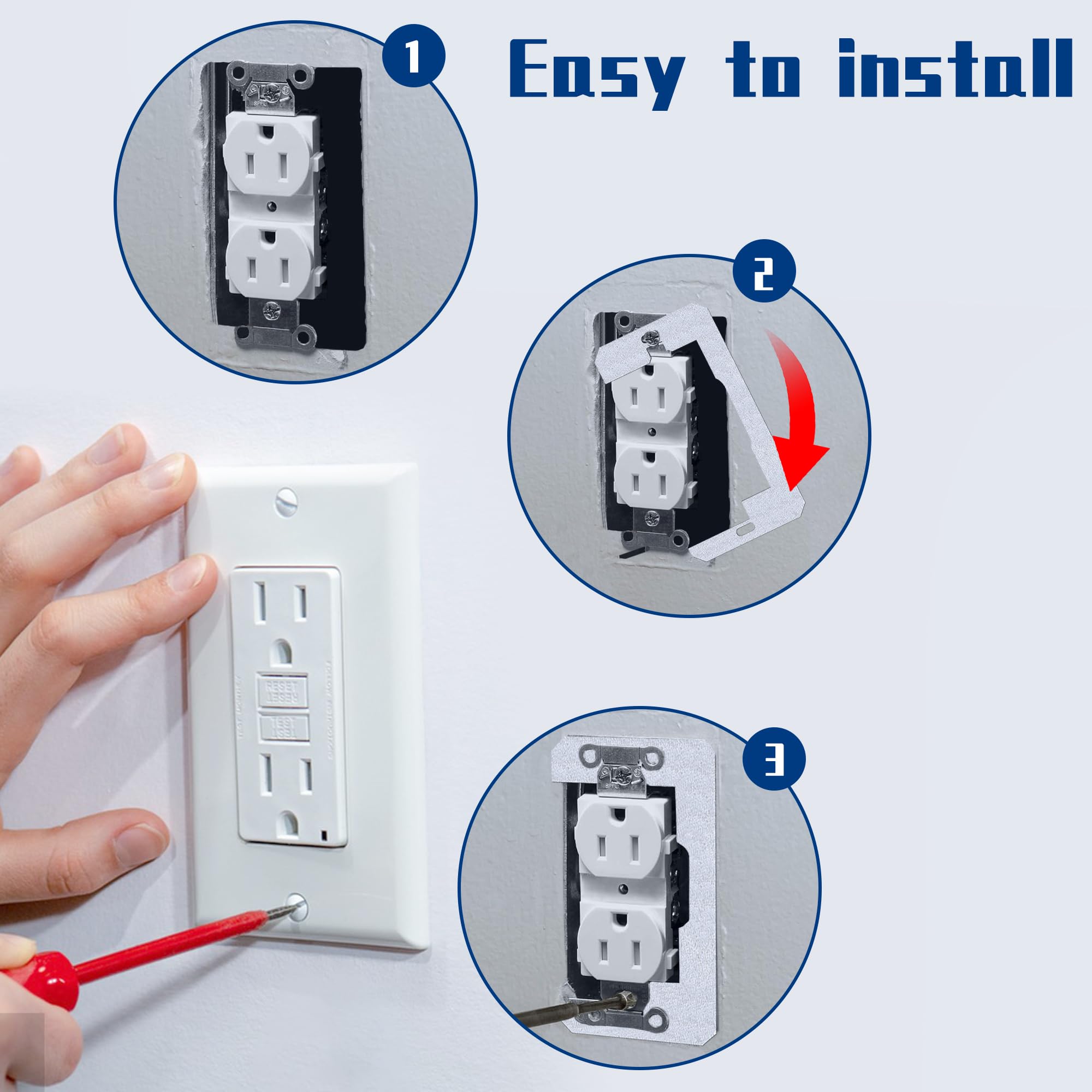 DECOHS 10-Pack Metal Wall Plate Spacers - Flush Fit Levelers for Electrical Outlets & Boxes - Home DIY Fixing