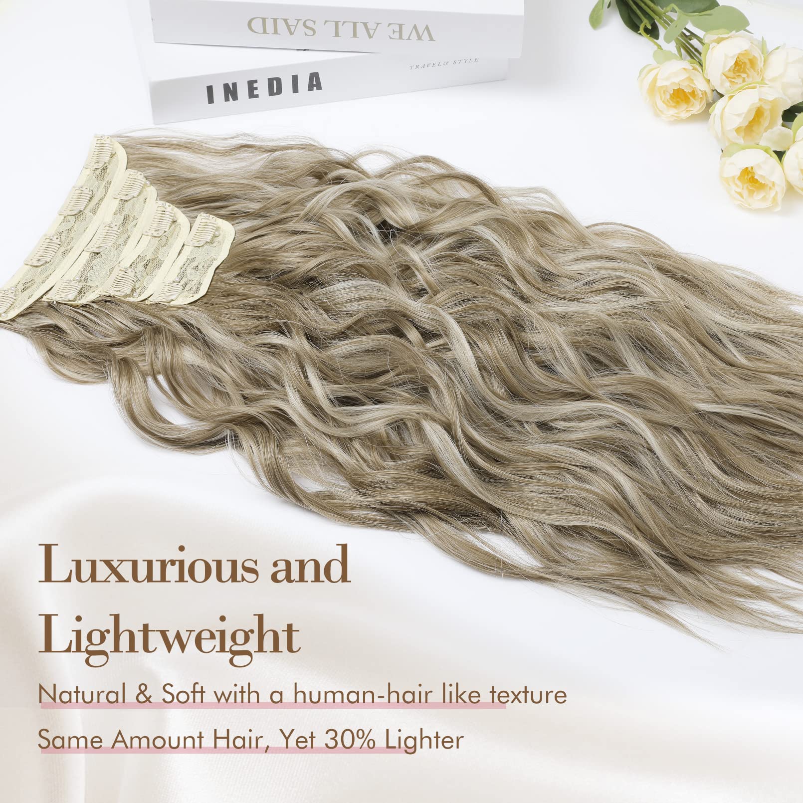 4PCS Clip-in Synthetic Hair Extensions - Long & Thick Hair Extensions for Women - Perfect for Parties, Weddings & Everyday Styling