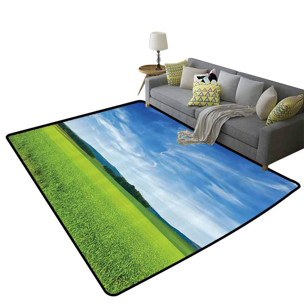 Non-Slip Rug Pad for Apartment Decor - 4'x6' (120x180cm) Blue Green Pasture Design, Easy Care & Durable - Perfect for Living Room, Bedroom or Dorm