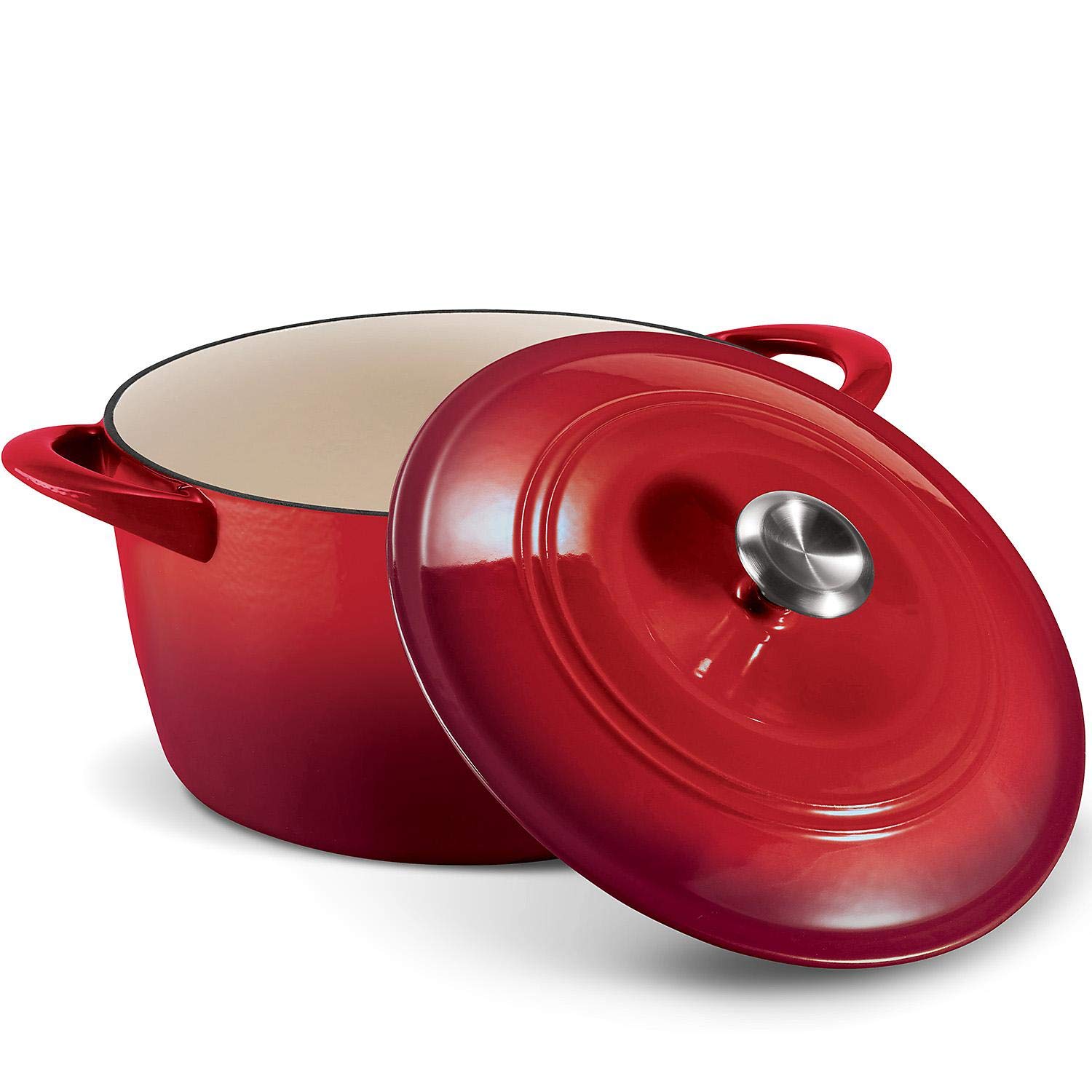 Tramontina 7-Quart Enameled Cast Iron Dutch Oven with Lid - Red Round Cookware for Baking, Braising & Slow Cooking - Perfect for Soups, Stews & Casseroles