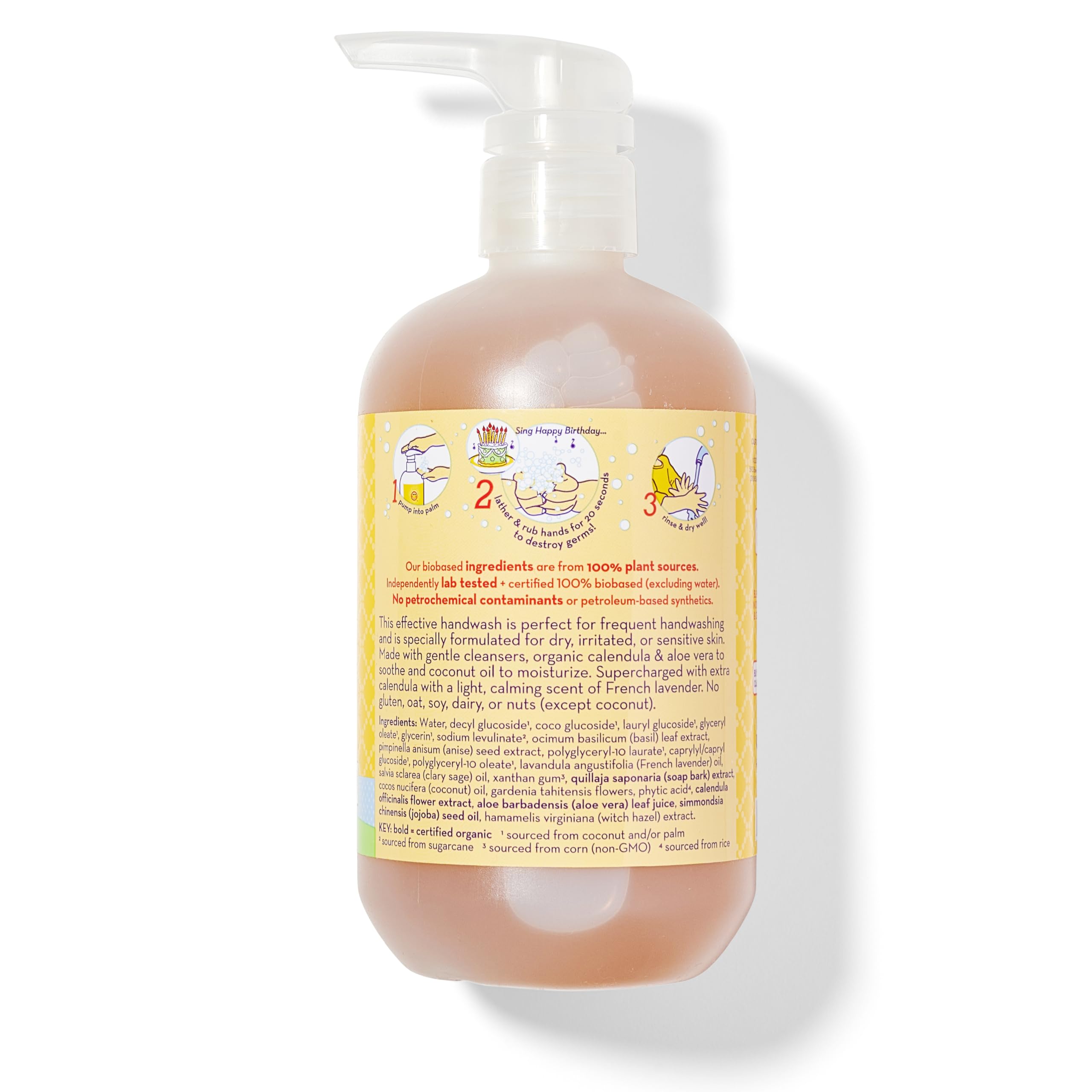 California Baby Calendula Moisturizing Hand Soap - Organic Aloe & Coconut Oil Formula | 100% Plant-Based Liquid Soap for Sensitive Skin | Hypoallergenic, Lavender Scented | 19 oz (562 mL) | Perfect for Baby Care, Dry Hands & Gentle Skin Cleansing