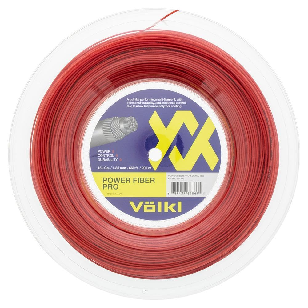 Volkl Power Fiber Pro Tennis Racket String - High Durability Multifilament for Enhanced Feel & Control | Perfect for Competitive Play & Recreational Tennis