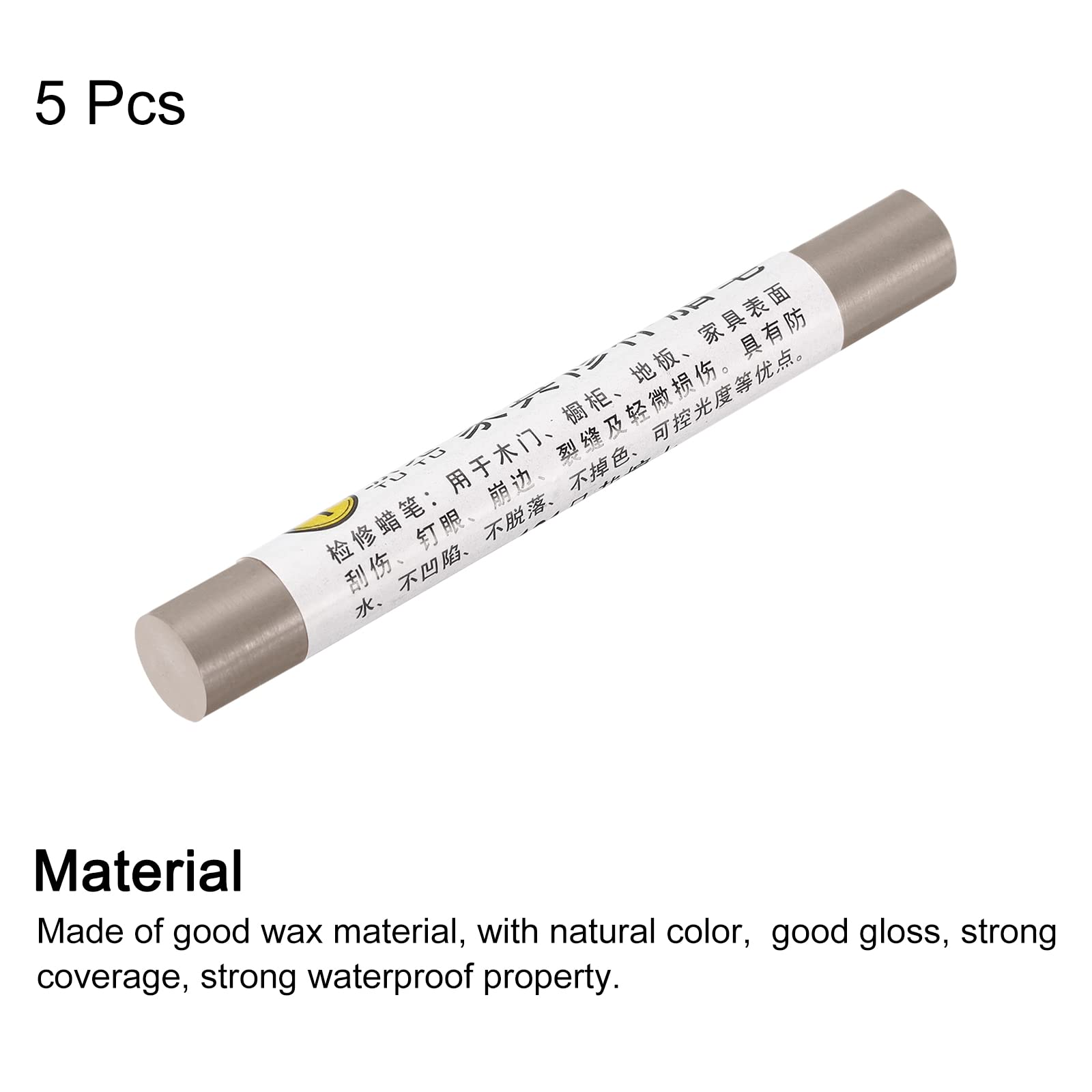 5Pcs Furniture Repair Crayons - Wood Wax Filler Sticks for Scratches & Holes - Brown & Grey Wood Touch Up Markers for Tables, Desks & Wooden Floors | DIY Home Improvement & Furniture Restoration