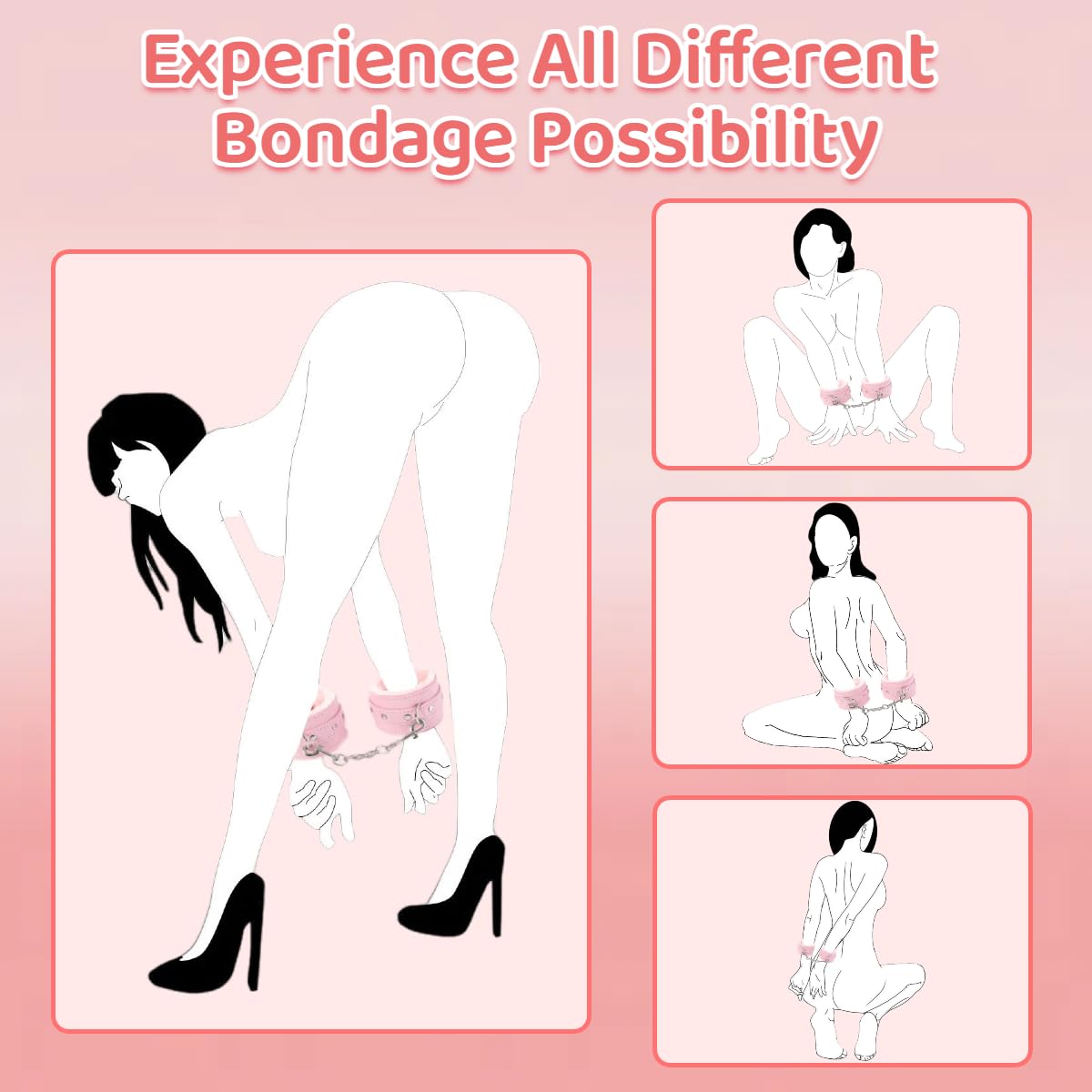 Premium Adjustable BDSM Restraints Set - Soft Plush Handcuffs, Blindfold & Wrist/Ankle Cuffs for Couples Bondage, Fetish Play & Sensual Exploration - Perfect for Bedroom Fun, Spicing Up Relationships & Adult Roleplay Scenarios