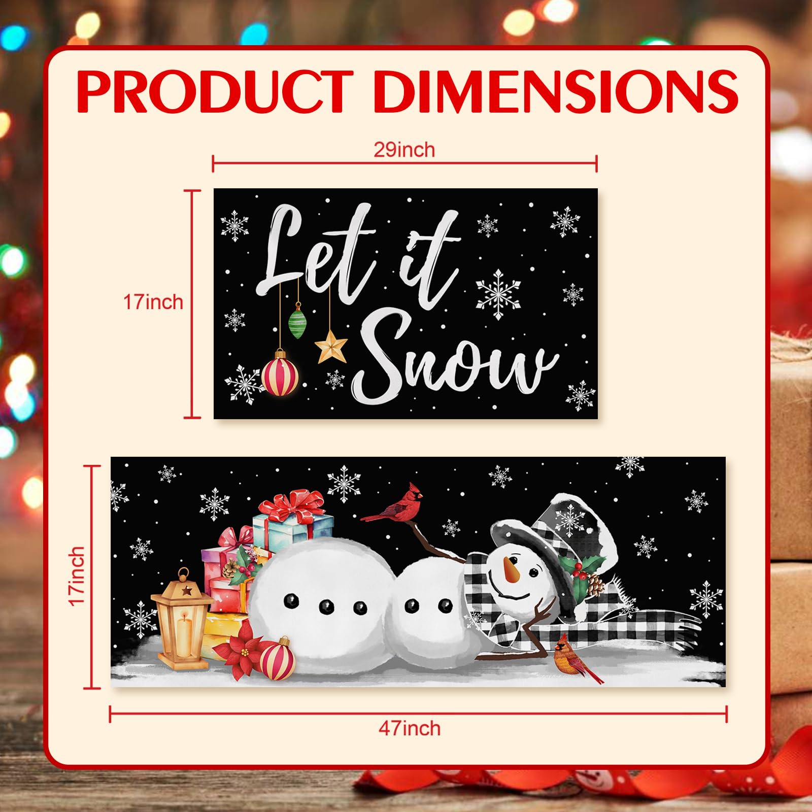 Winter Snowman Kitchen Rugs Set - Non-Slip Christmas Mats for Holiday Decor