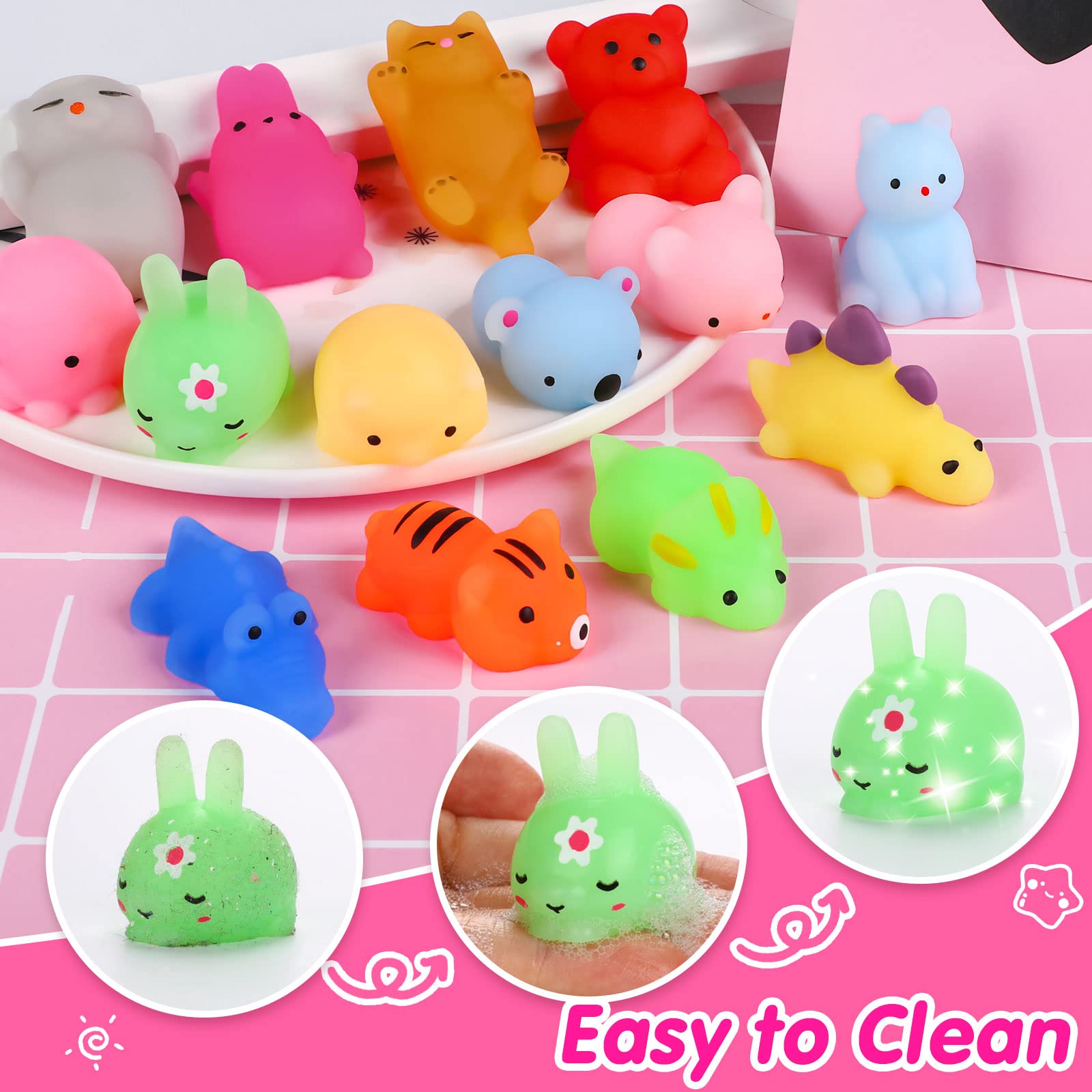 40pcs Mini Kawaii Mochi Squishy Toys - Fun Party Favors, Classroom Prizes, Fidget Toys for Kids - Perfect for Treasure Boxes, Goodie Bags, Christmas Stockings, Easter Egg Fillers, and Stress Relief Gifts