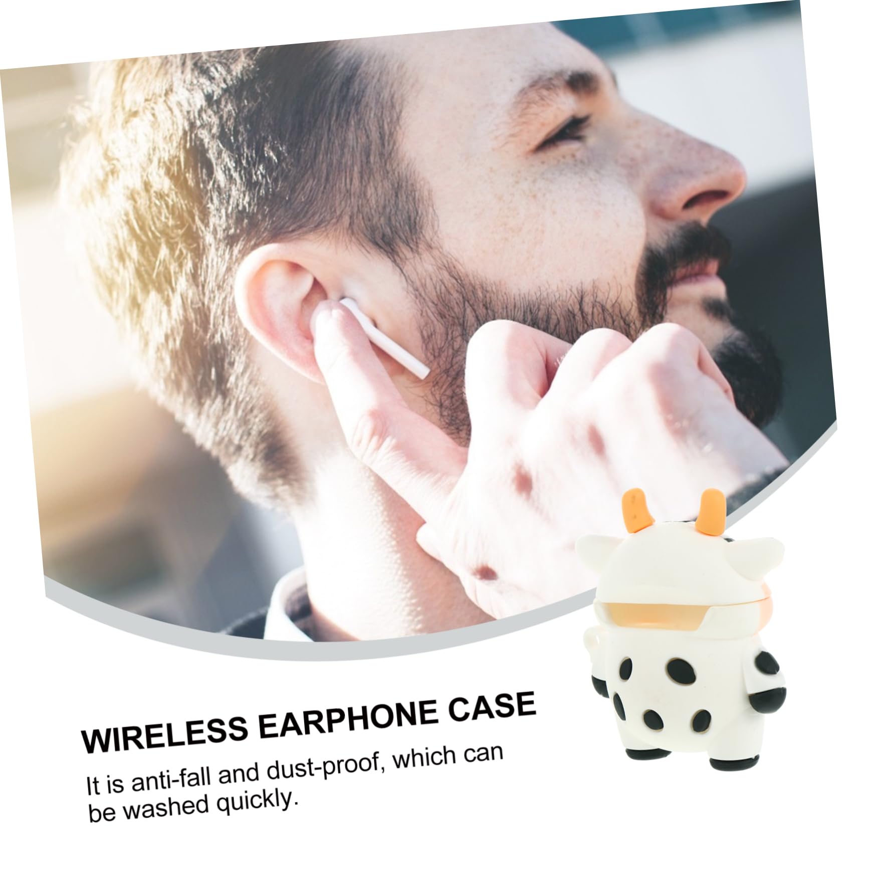 3-Pack Silicone Cow Headphone Case - Cute Earbud Travel Storage Cover with Keychain for AirPods, Wireless Earbuds - Perfect for School, Travel & Daily Use