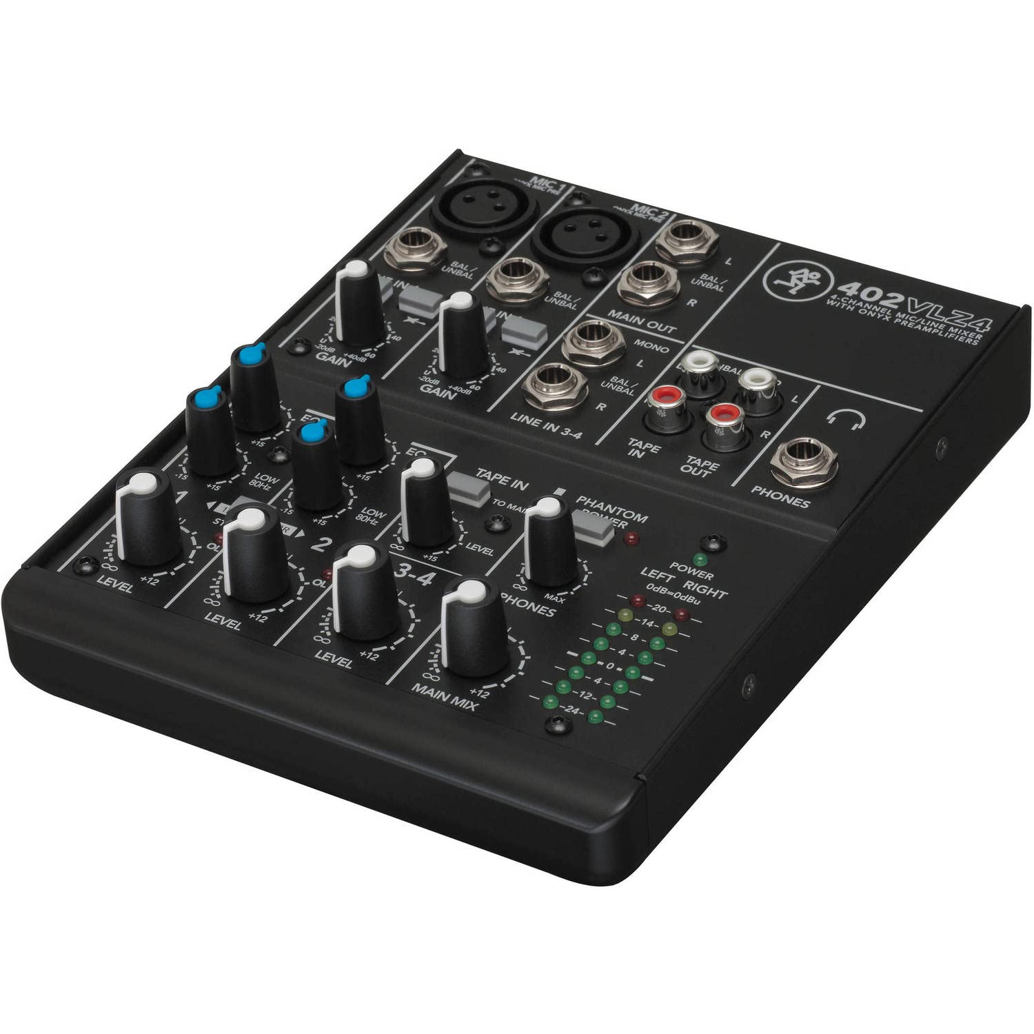 Mackie 402VLZ4 4-Channel Compact Audio Mixer with 2x Mophead TRS Cables, 2x XLR Cables, Adapter & Accessories – Perfect for Home Studio, Podcasting & Live Performances