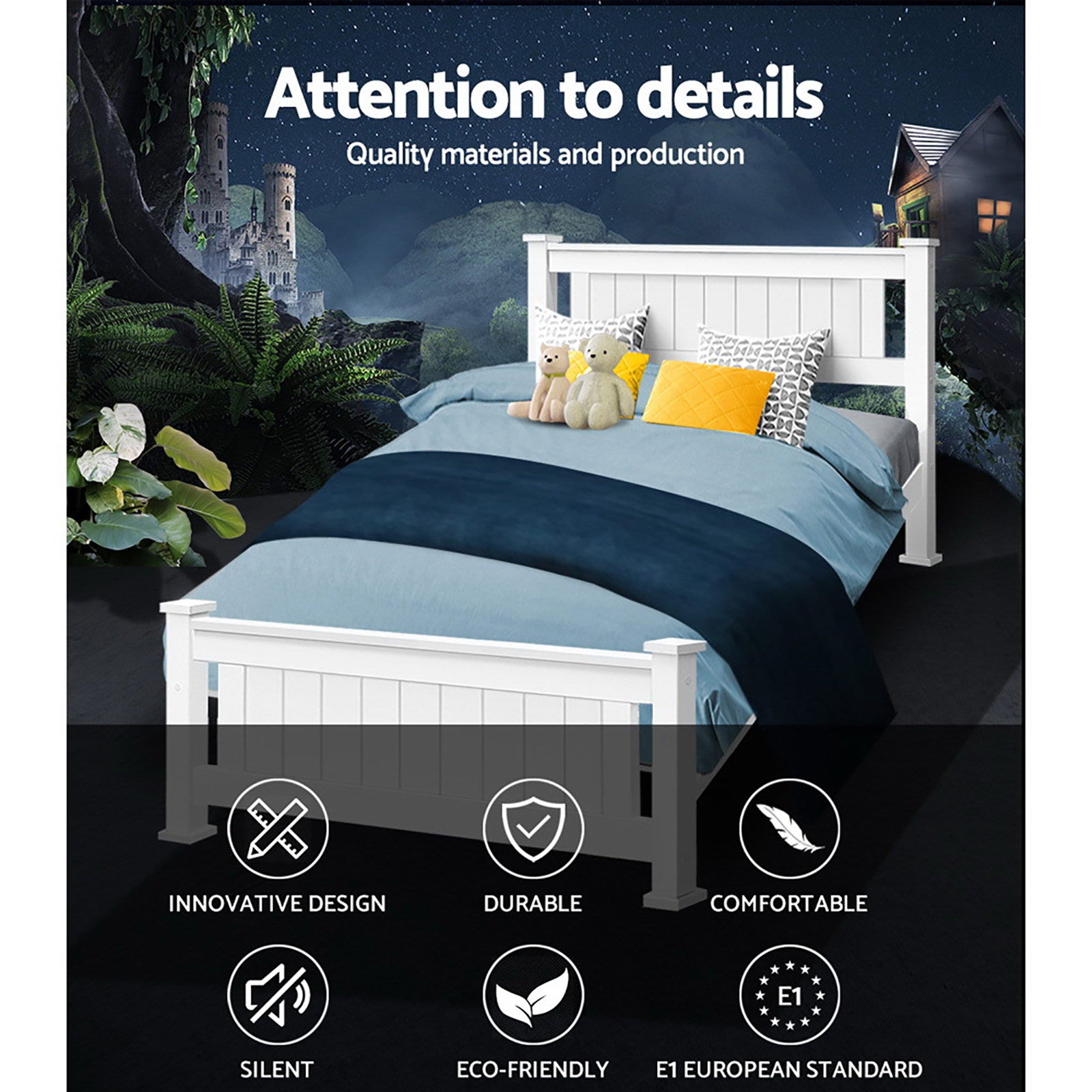 Premium Cottesloe Wooden King Single Bed Frame - White Finish | Perfect for Kids' Rooms, Guest Bedrooms & Small Spaces