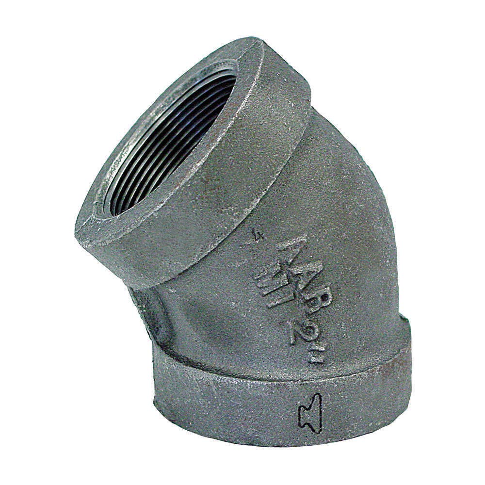 45 Degree Malleable Iron Elbow Fitting, 3/8 Inch NPT Thread, 300 PSI - Perfect for Plumbing, HVAC, and Industrial Pipe Connections