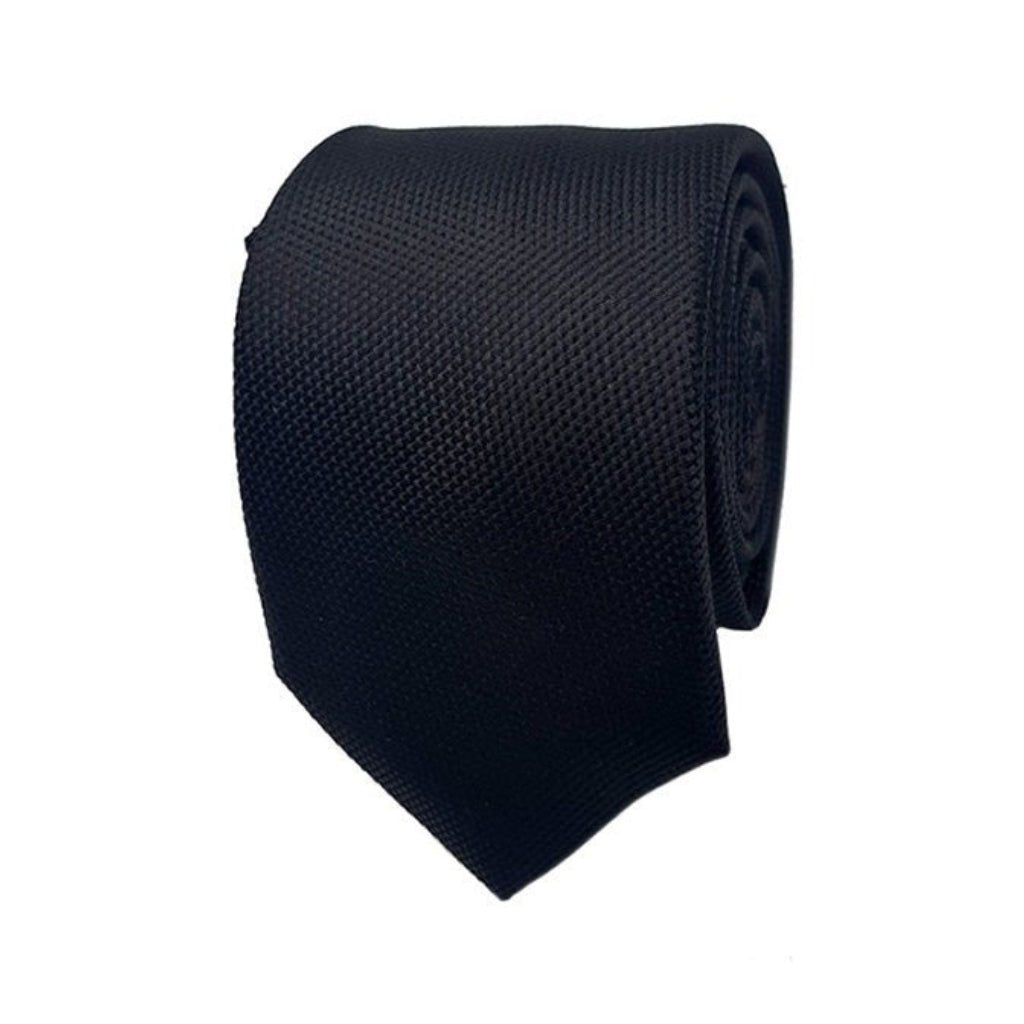 ABELARD Plain Black Tie for Men - Classic Formal Necktie for Business, Weddings & Special Occasions