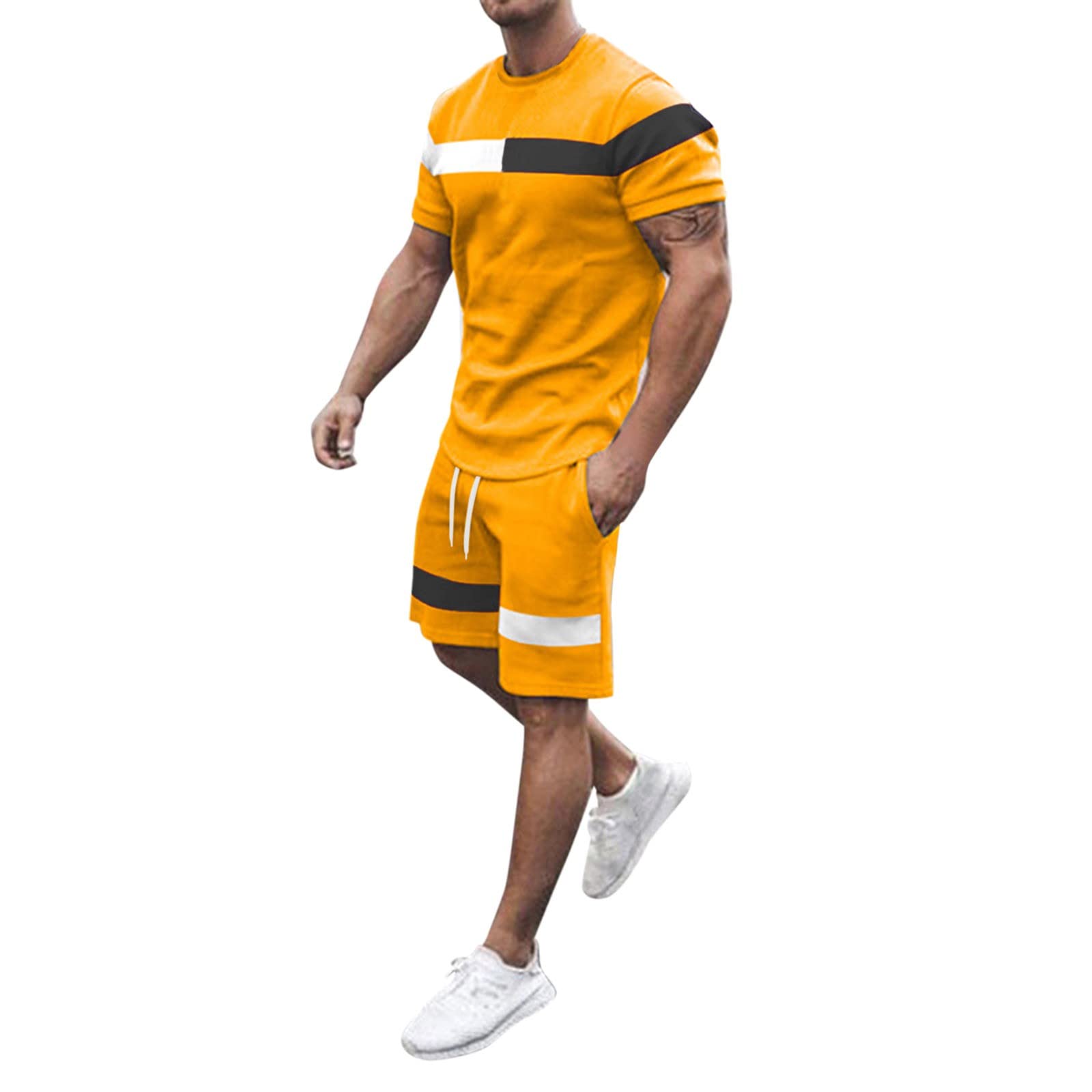 Men's Muscle T-Shirt & Shorts Set - Bodybuilding Workout Gym Clothes - Summer Running Jogging Football Training Outfit - Perfect for Gym, Sports & Outdoor Activities