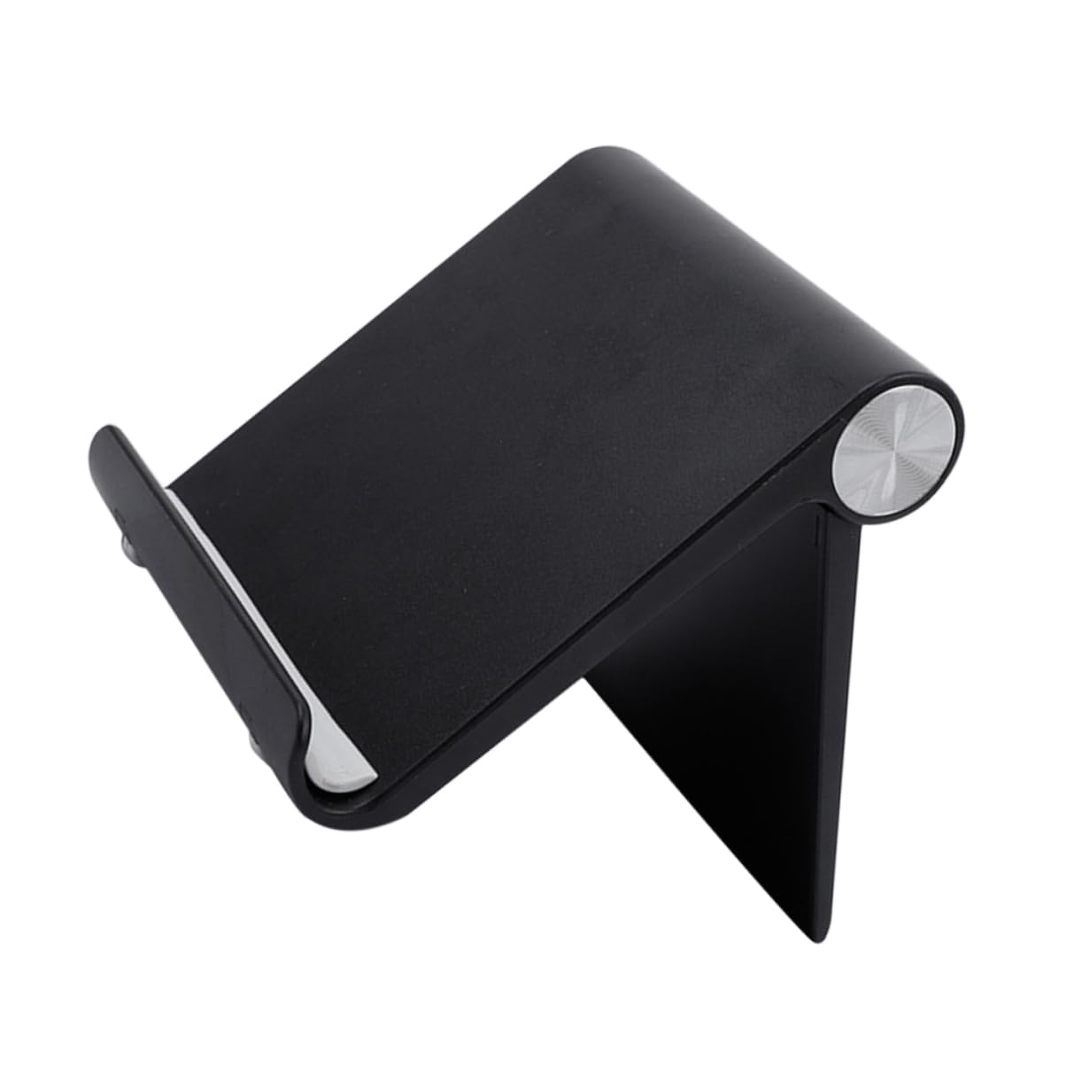 Adjustable Black Cell Phone Stand Holder for Desk - 360° Rotating Mobile Phone Stand with Sturdy Base for iPhone, Samsung & All Smartphones - Perfect for Office, Home & Video Calls