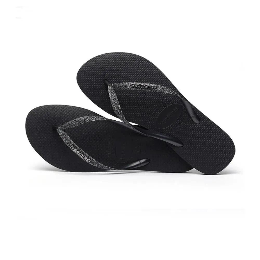 Havaianas Men's Slim Glitter Flip Flops - Black | Comfortable & Stylish Sandals for Beach, Pool, and Summer Outings