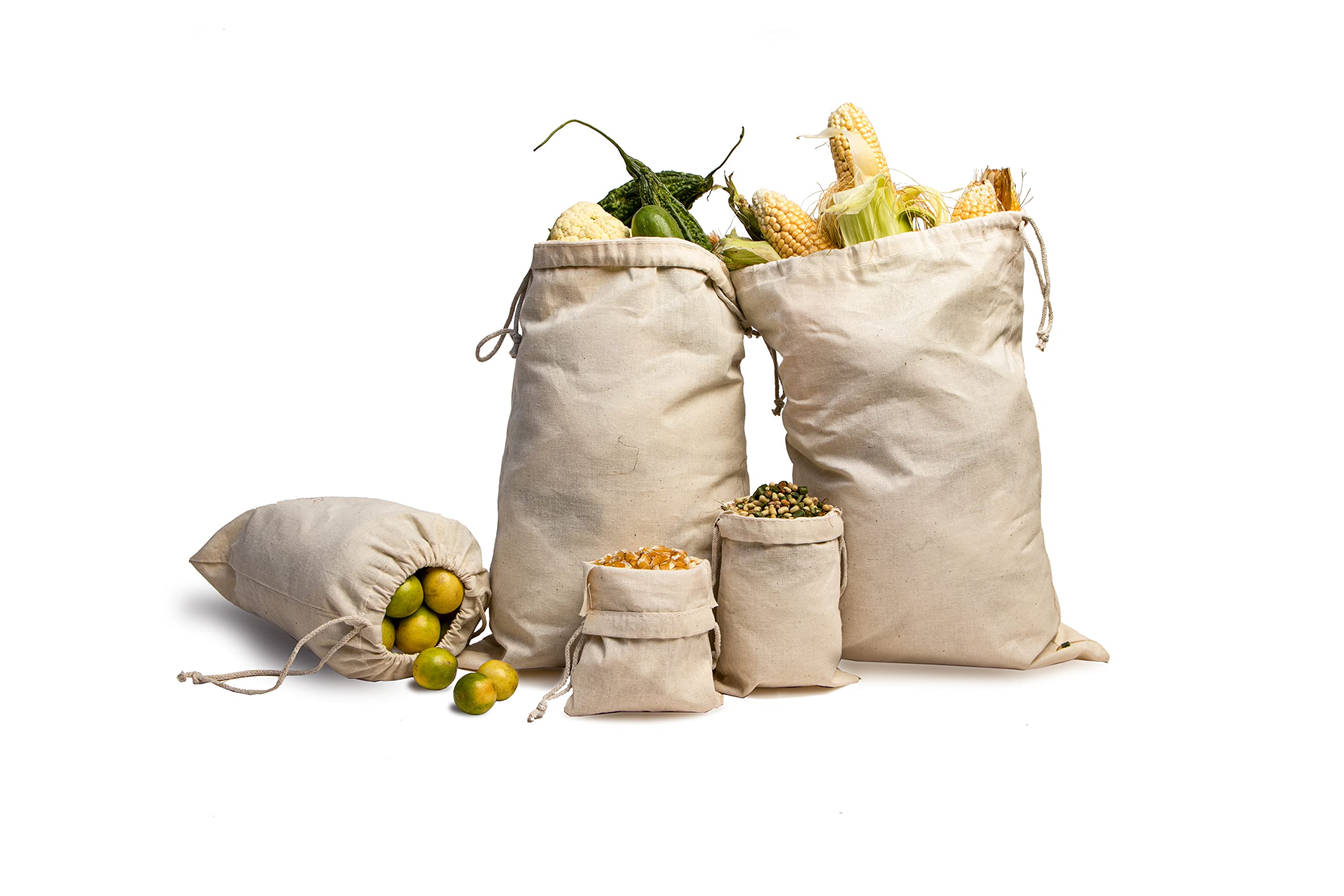 Premium 2x3 Inches Cotton Muslin Bags - 100 Pack Reusable Eco-Friendly Produce Bags for Groceries, Storage & Travel | Drawstring Organic Fabric Pouch for Fruits, Vegetables & Bulk Shopping
