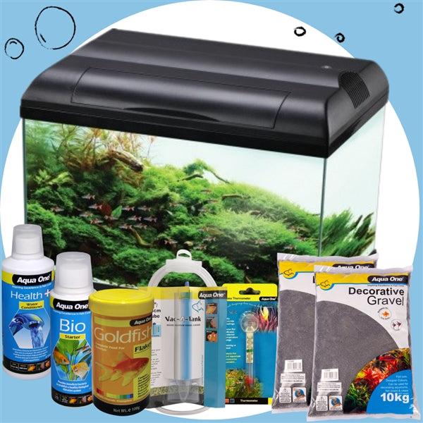 Ecostyle 81 Aquarium Bundle 127 Litres (33.5 Gallon) Fish Tank Kit with LED Light & Filter - Perfect for Home, Office Decor & Tropical Fish Keeping
