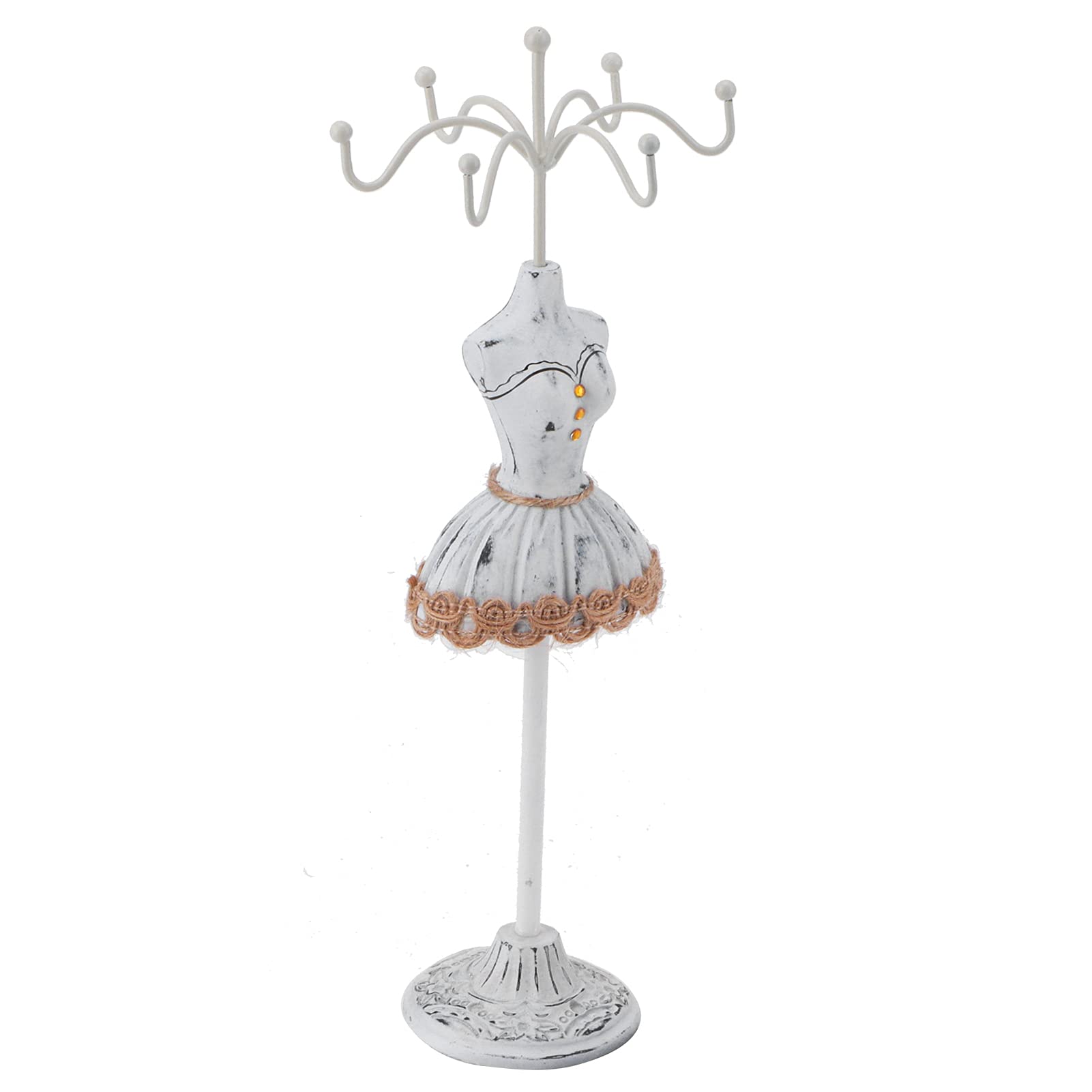 ZJchao Jewelry Display Stand - Detachable Doll Necklace & Earrings Holder, Polyresin Jewelry Organizer Tower with Bracket for Women's Evening Gown Accessories | Perfect for Boutique Displays, Wedding Jewelry Storage, and Home Decor
