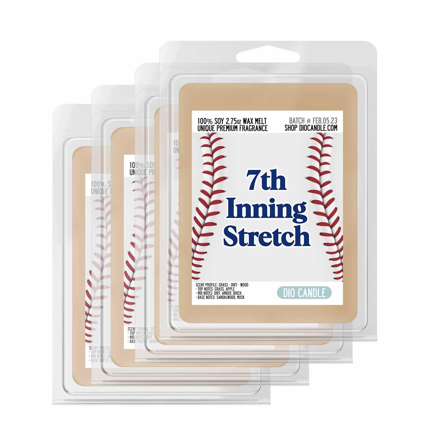 7th Inning Stretch Baseball Wax Melts - 4 Pack Grass, Dirt & Wood Scented Soy Wax Cubes for Warmers | Home Fragrance for Baseball Fans & Sports Themed Rooms
