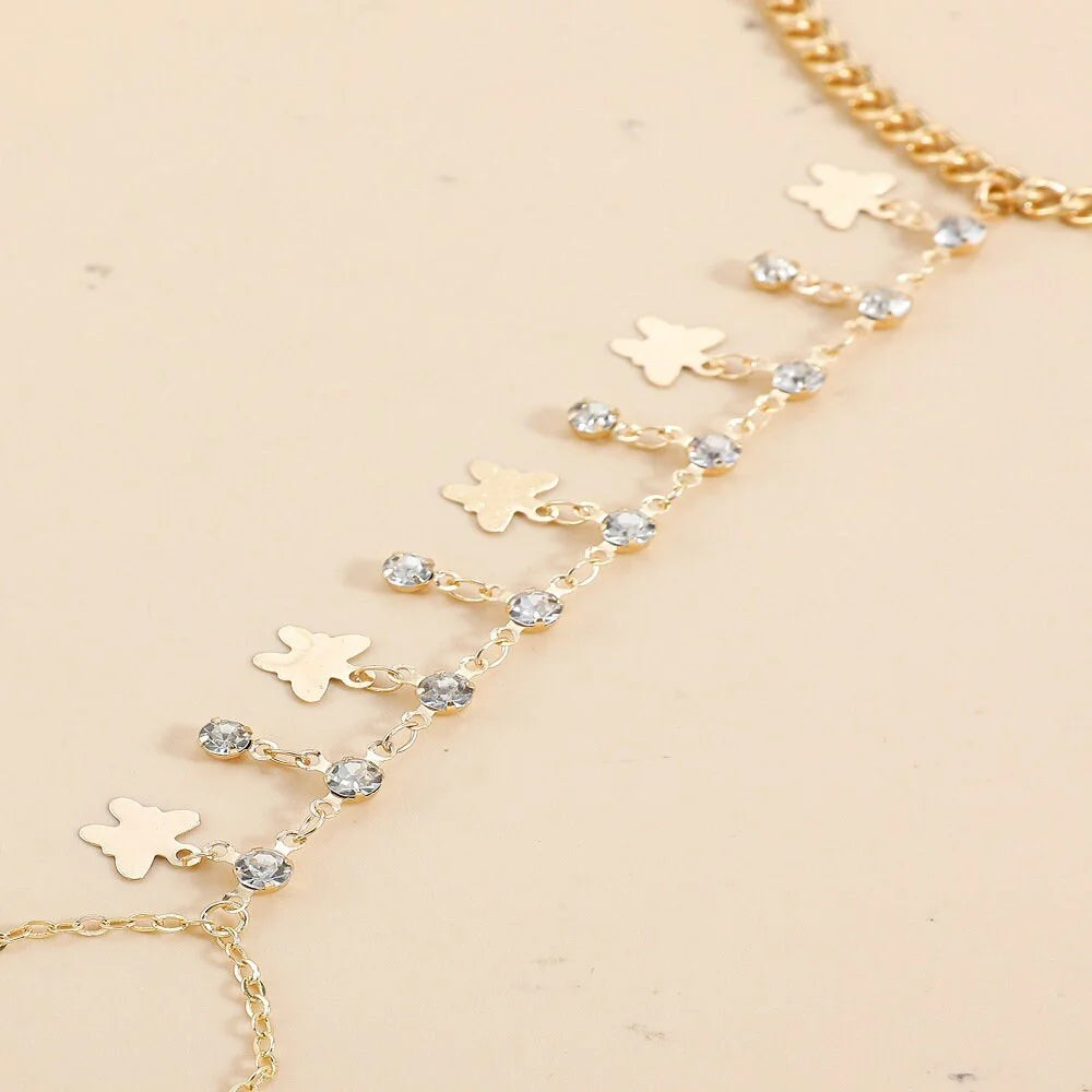 Elegant Gold Butterfly Rhinestone Ankle Bracelet Chain for Women | JL0029 | Perfect for Beach, Summer Outfits & Boho Fashion Accessories