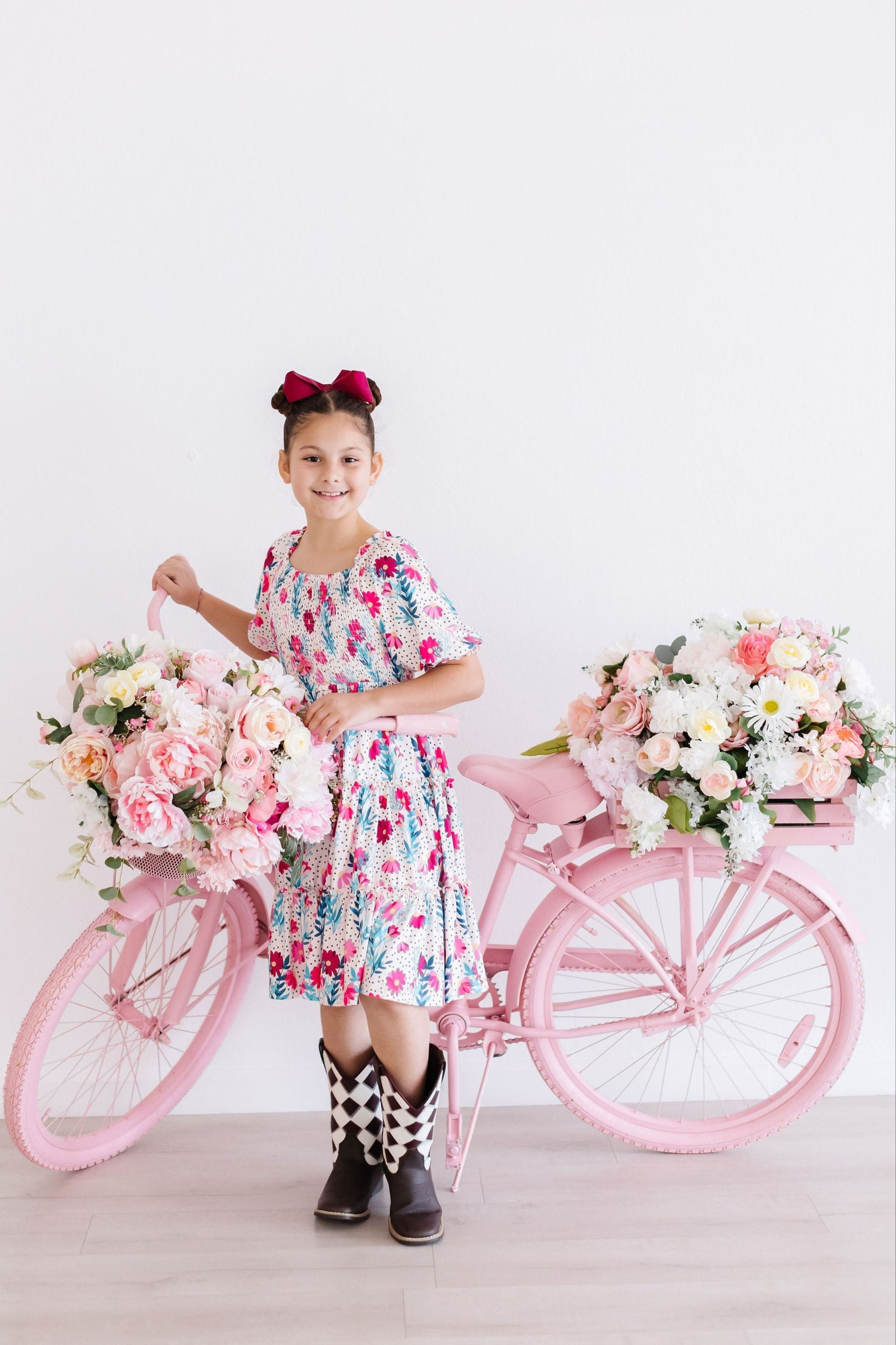 Dots & Daisies Smocked Ruffle Dress for Girls - Floral Print Summer Party Outfit | Perfect for Birthday, Easter, and Special Occasions